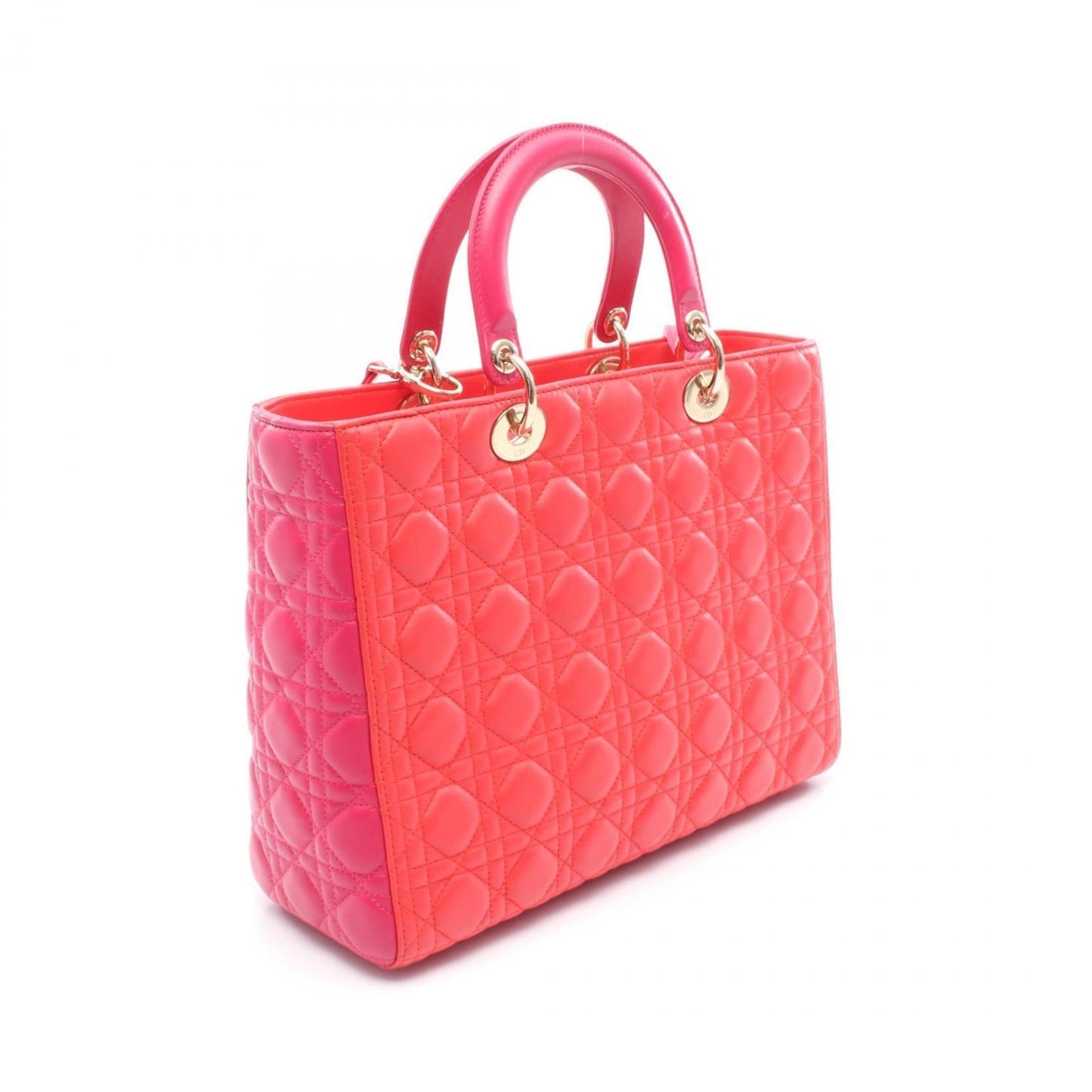 Christian Dior Pink Red Color Leather Handbag ()