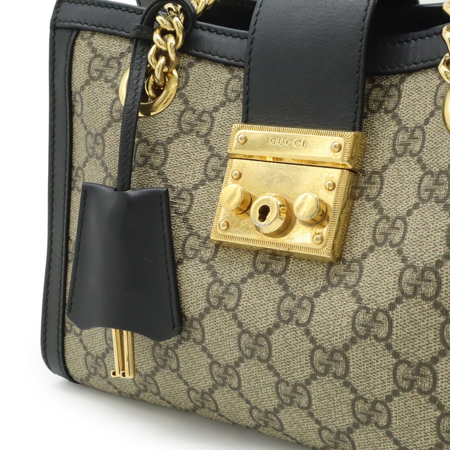 Gucci Padlock Beige Black Gg Supreme Shoulder Bag ( )