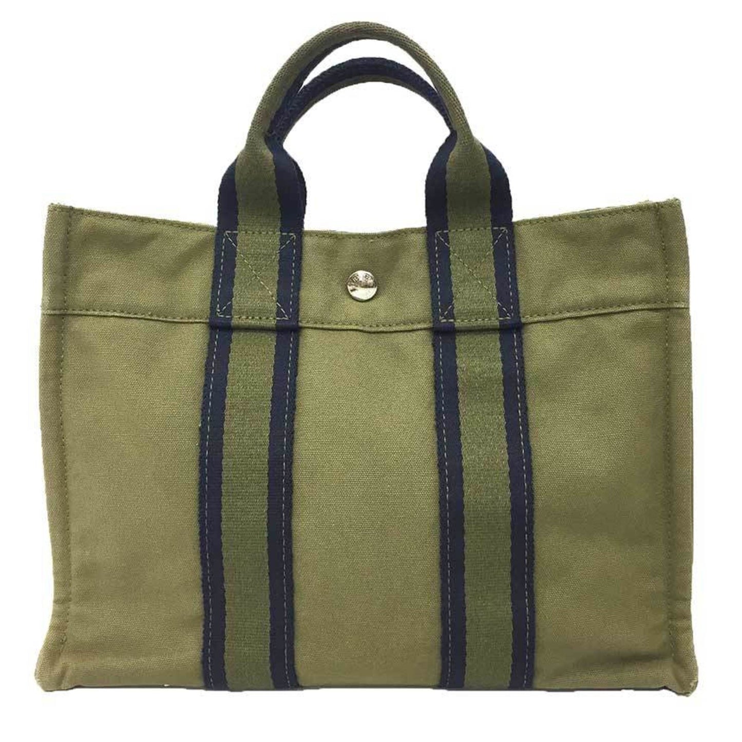 Hermes Khaki Cotton Canvas Tote Bag ( )