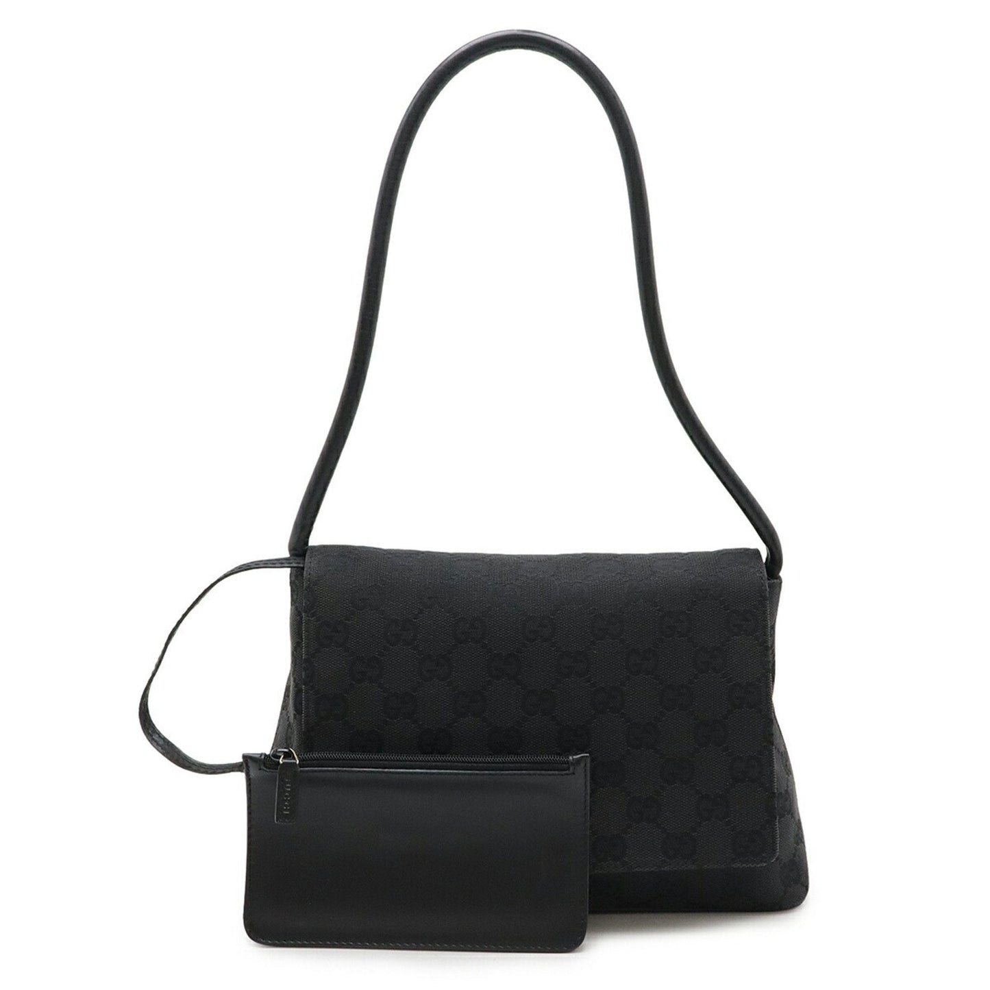 Gucci Gg Canvas Black Gg Canvas Leather Pouch Shoulder Bag ( )