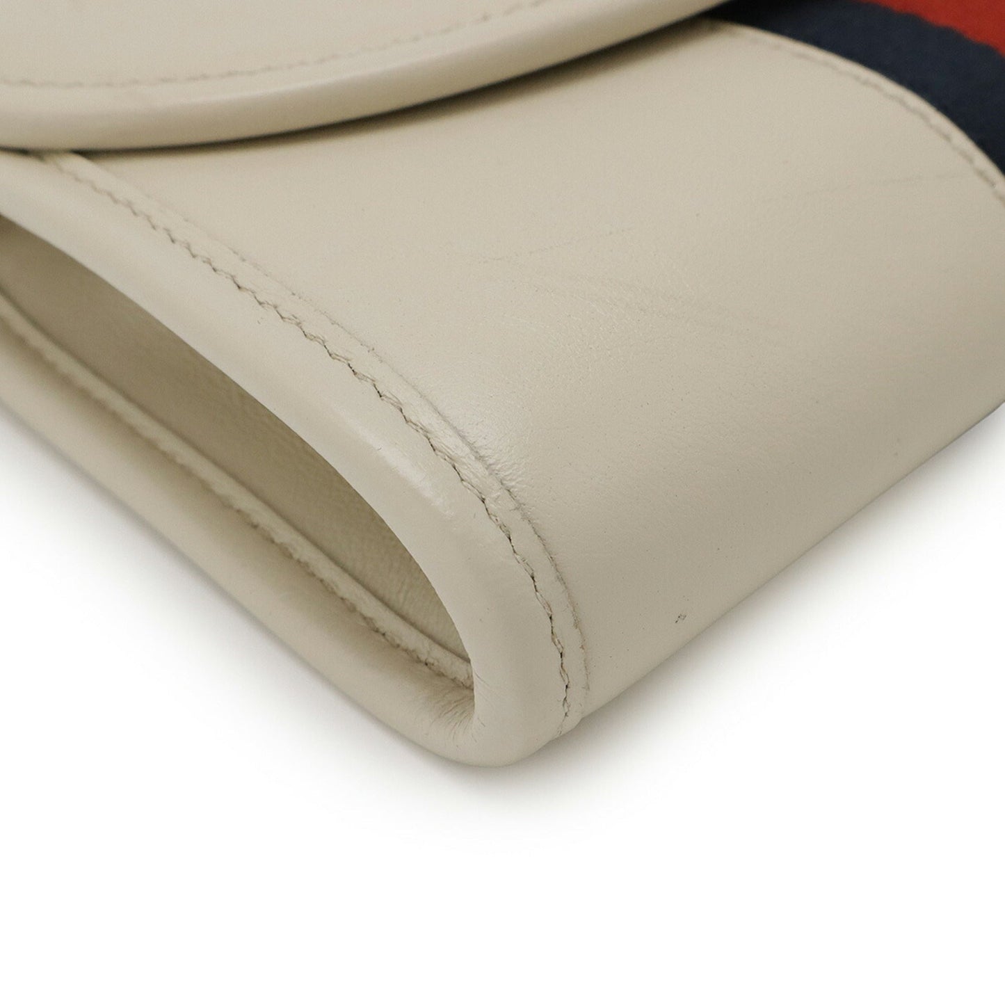 Gucci Ivory Navy Red Color Leather Clutch Bag Shoulder Bag ( )