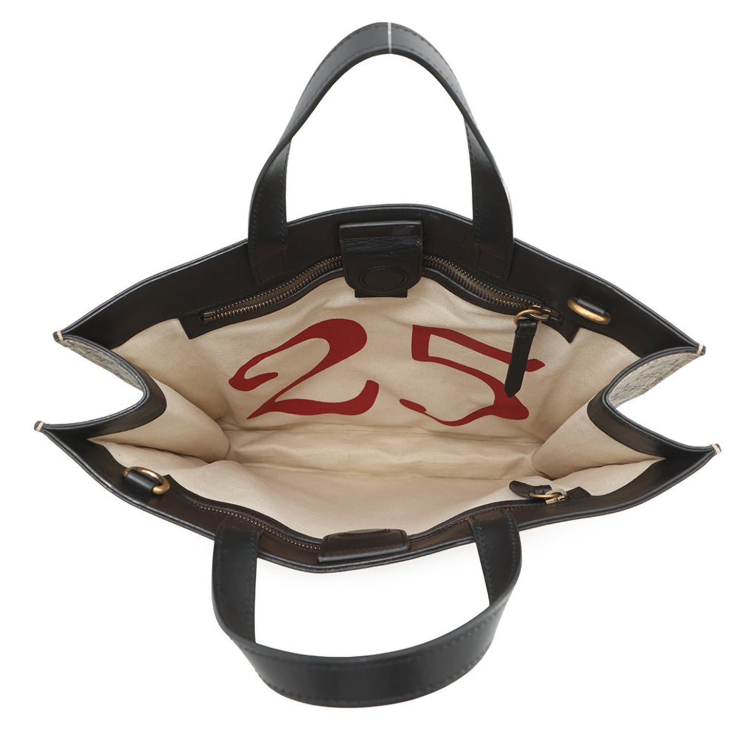 Gucci Beige Black Gg Supreme Leather Tote Bag ( )