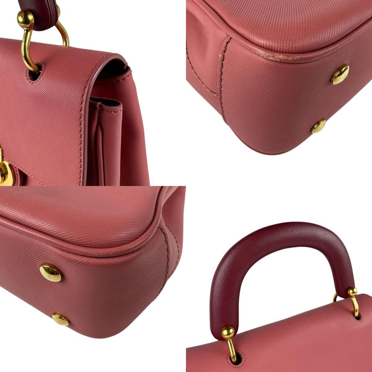 Burberry Burgundy Pink Leather Handbag Shoulder Bag ( )