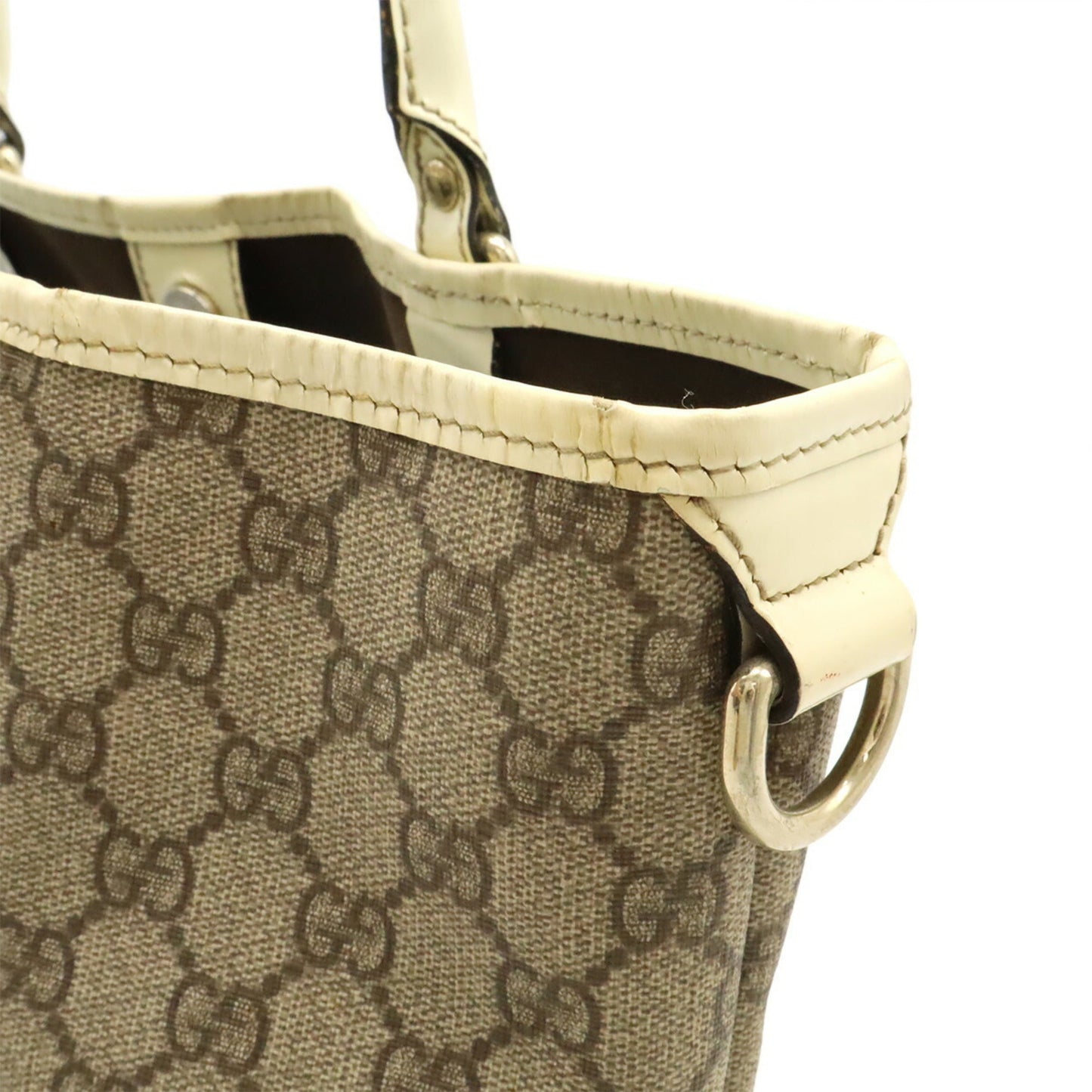 Gucci Dark Beige Ivory Gg Supreme Patent Leather Shoulder Bag Tote Bag ( )