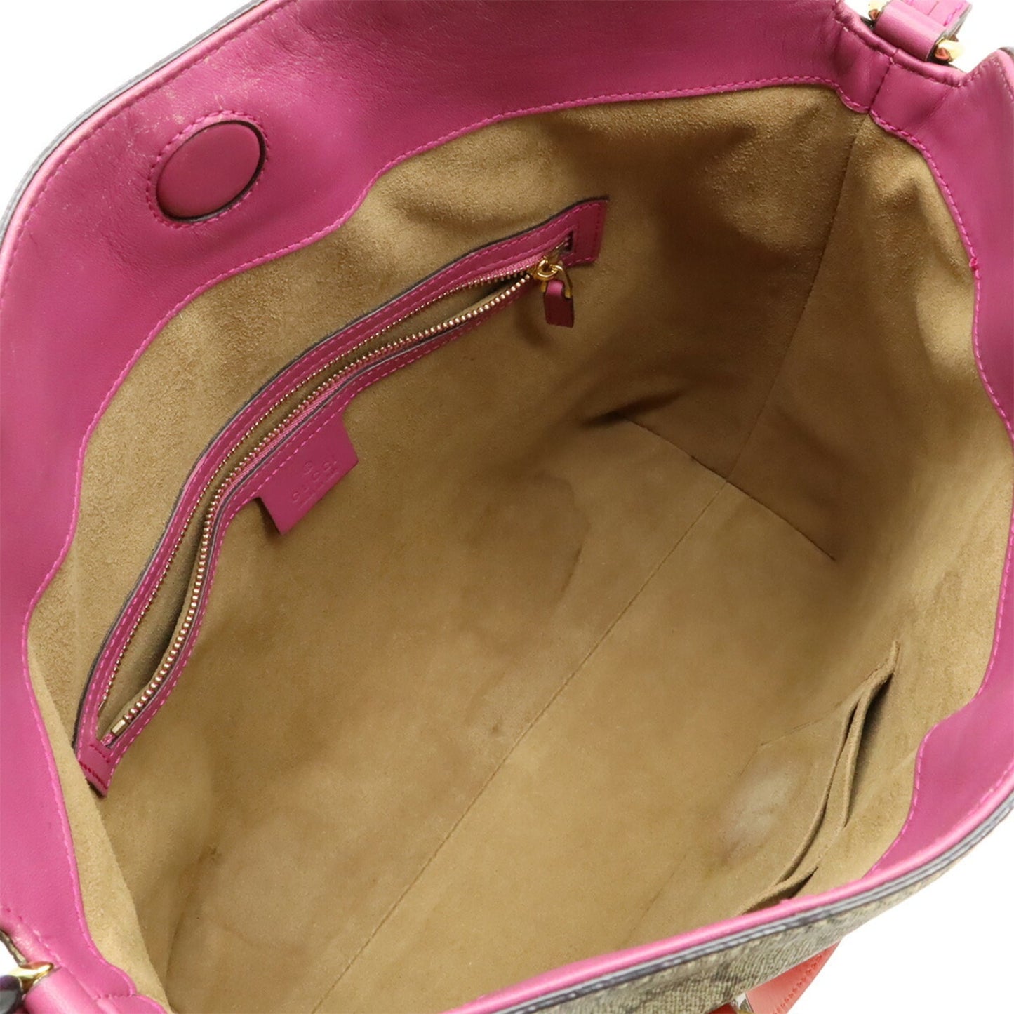 Gucci Beige Pink Pink Red Red Color Gg Supreme Leather Handbag Shoulder Bag Tote Bag ( )