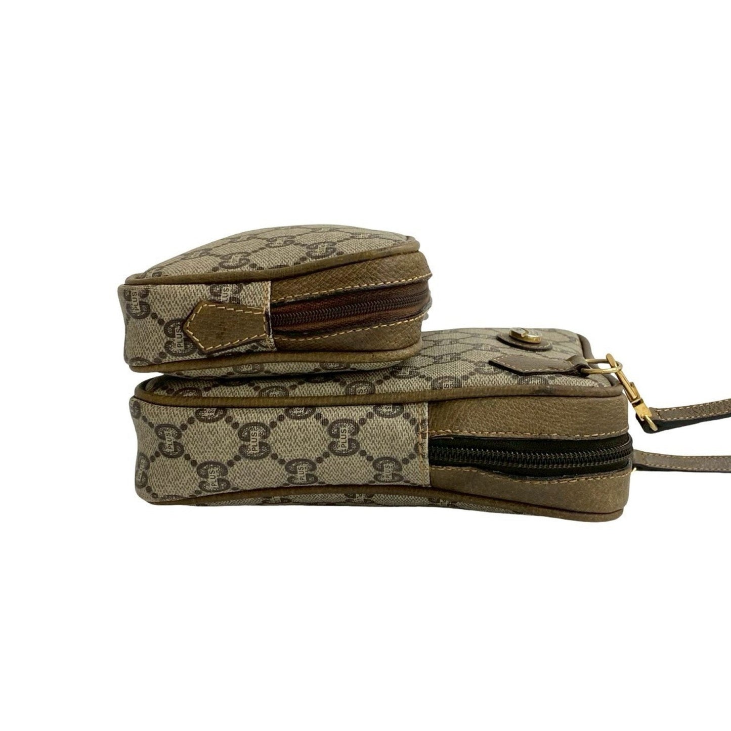 Gucci Brown Leather Pvc Pochette Shoulder Bag ( )