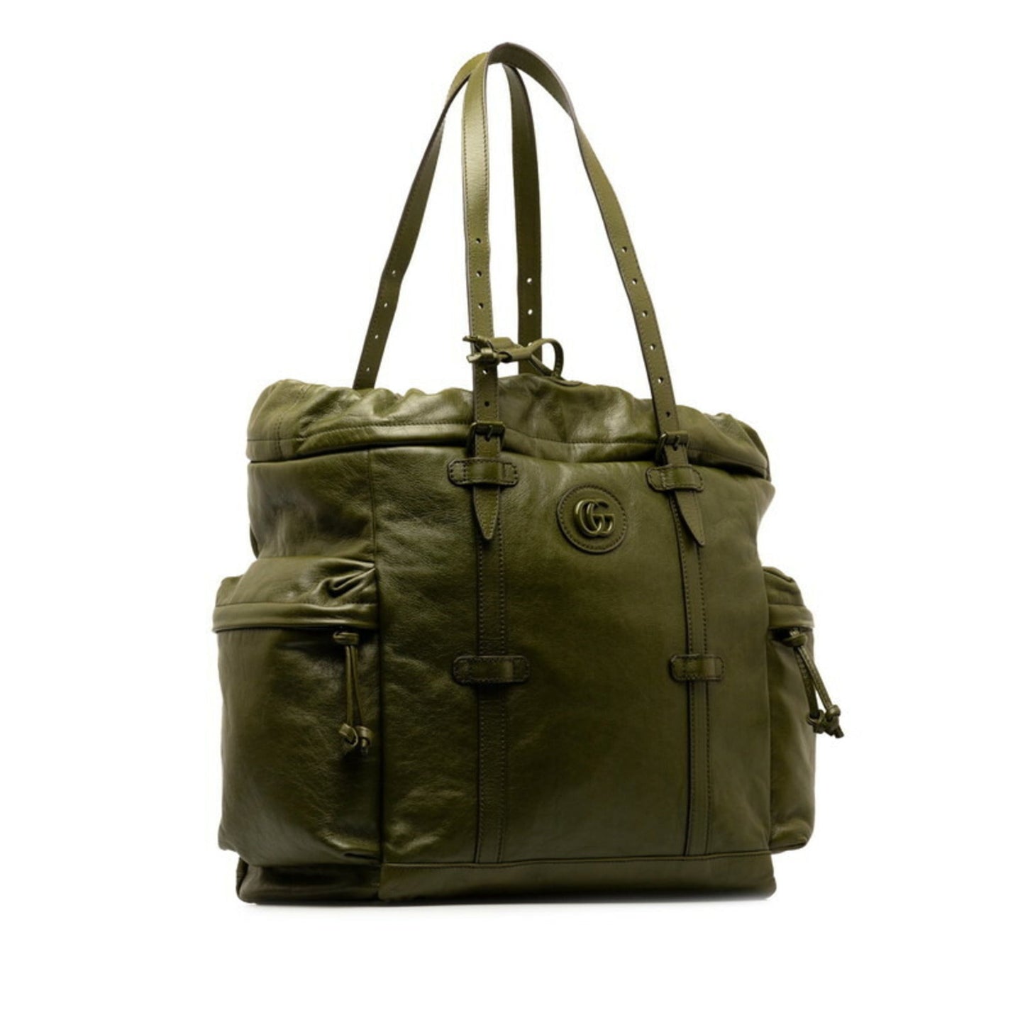 Gucci Khaki Leather Tote Bag ( )