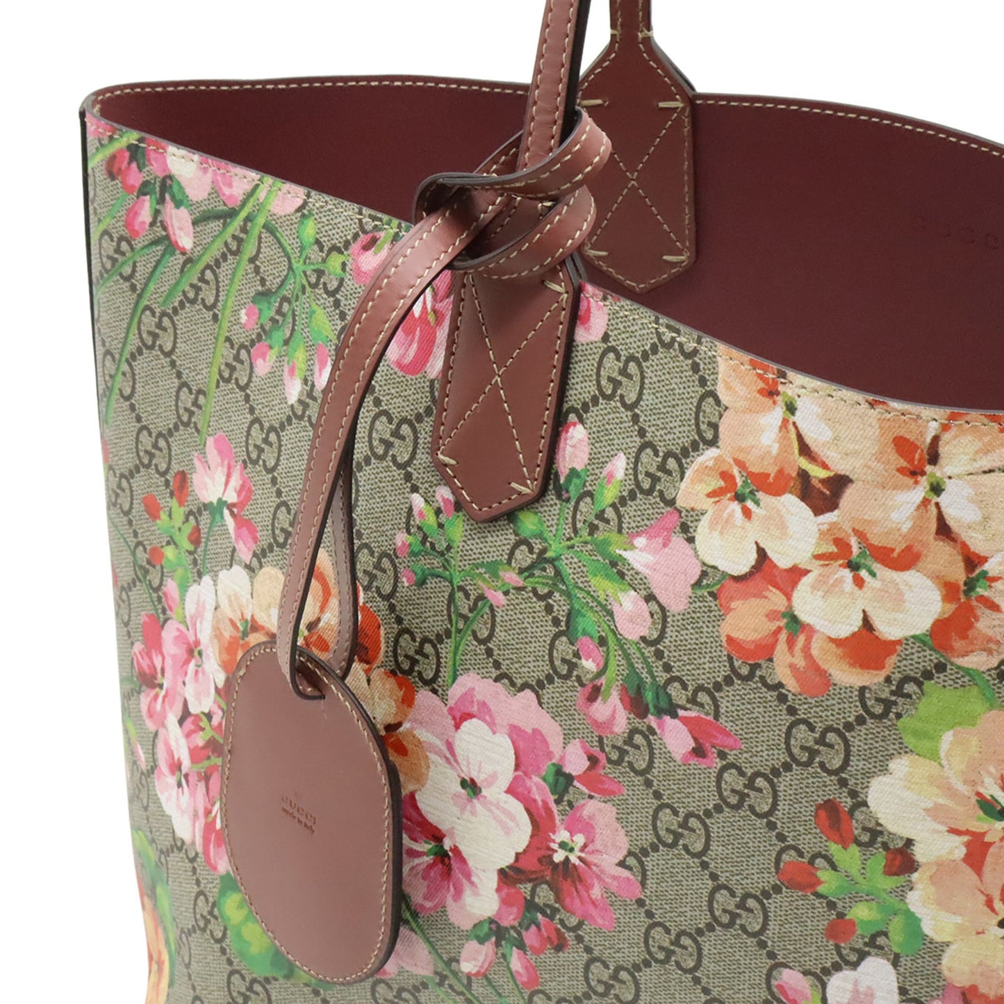 Gucci Gg Blooms Beige Multi-Color Pink Leather Shoulder Bag Tote Bag ( )