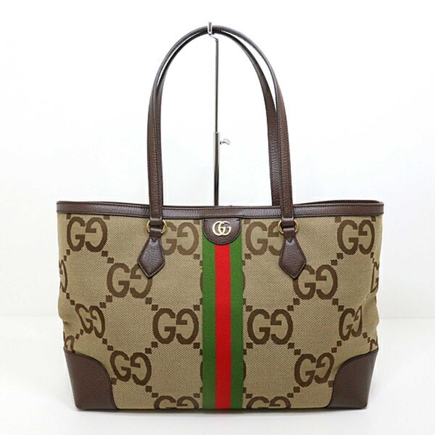 Gucci Gg Canvas Beige Camel Green Red Color Gg Canvas Tote Bag ( )