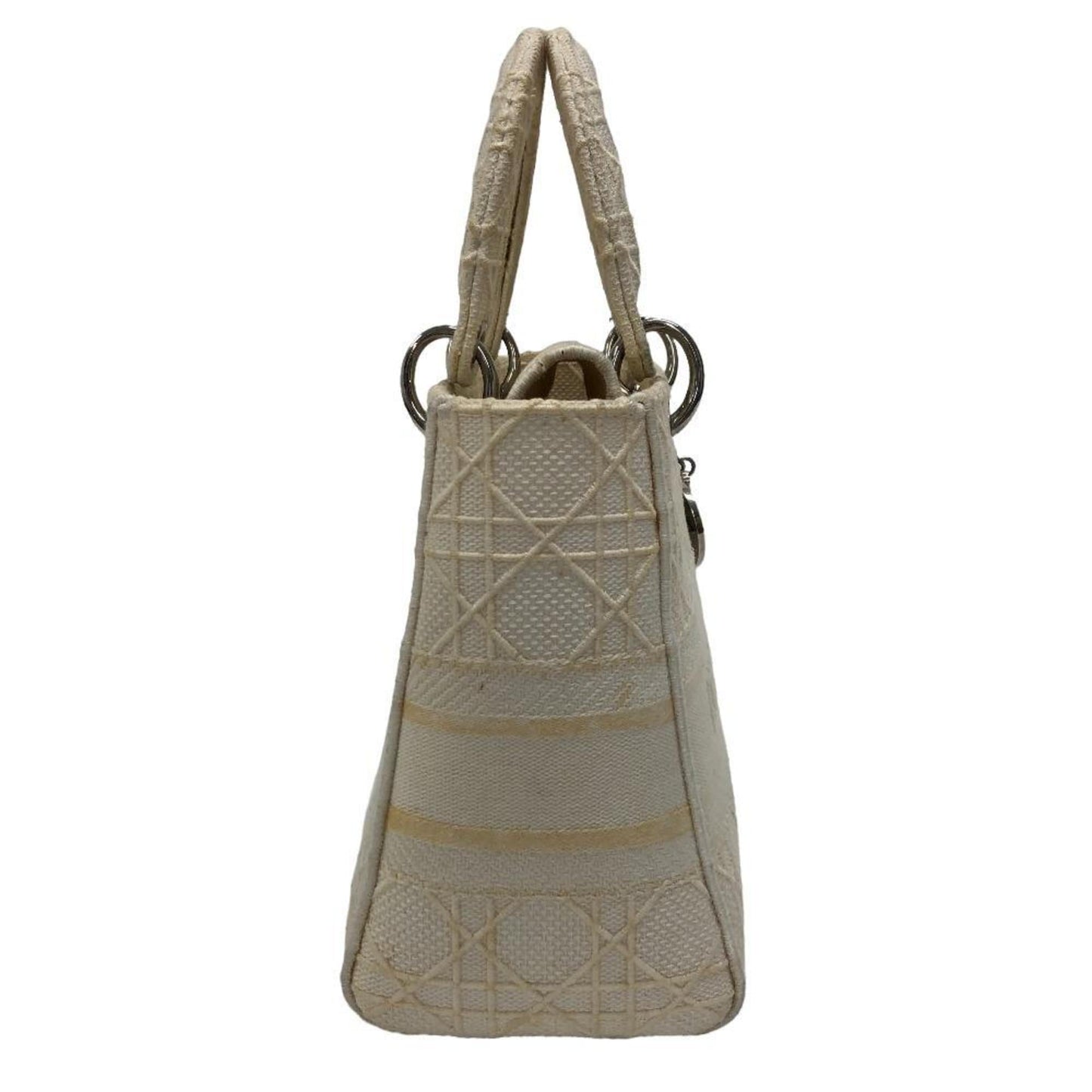 Christian Dior Lady Dior White Canvas Handbag ()