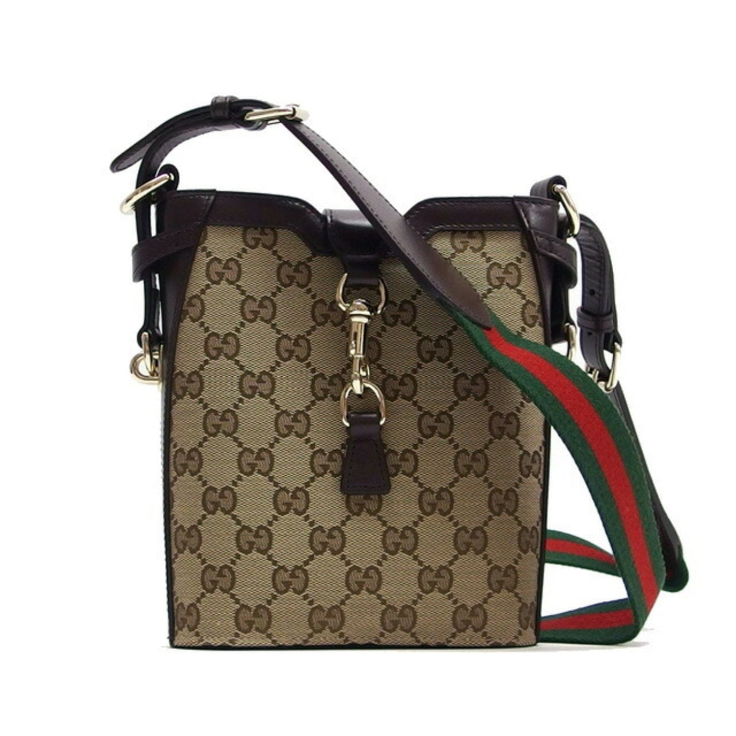 Gucci Beige Dark Brown Canvas Shoulder Bag ( )
