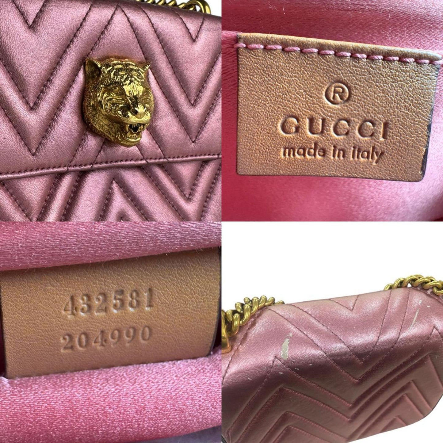 Gucci Metallic Pink Leather Shoulder Bag ( )