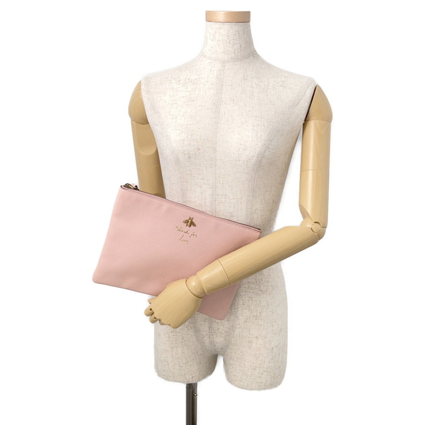 Gucci Brown Pink Leather Clutch Bag ( )