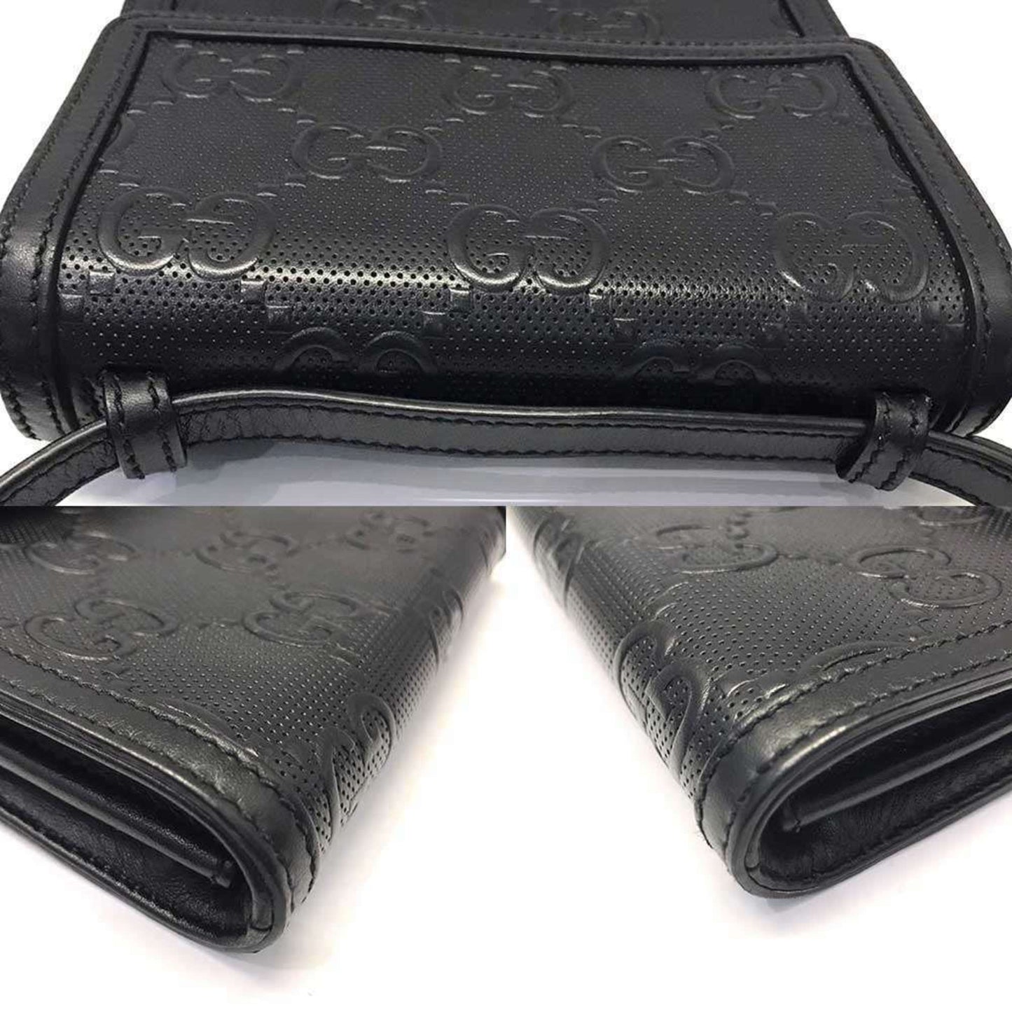Gucci Black Gg Leather Shoulder Bag ( )