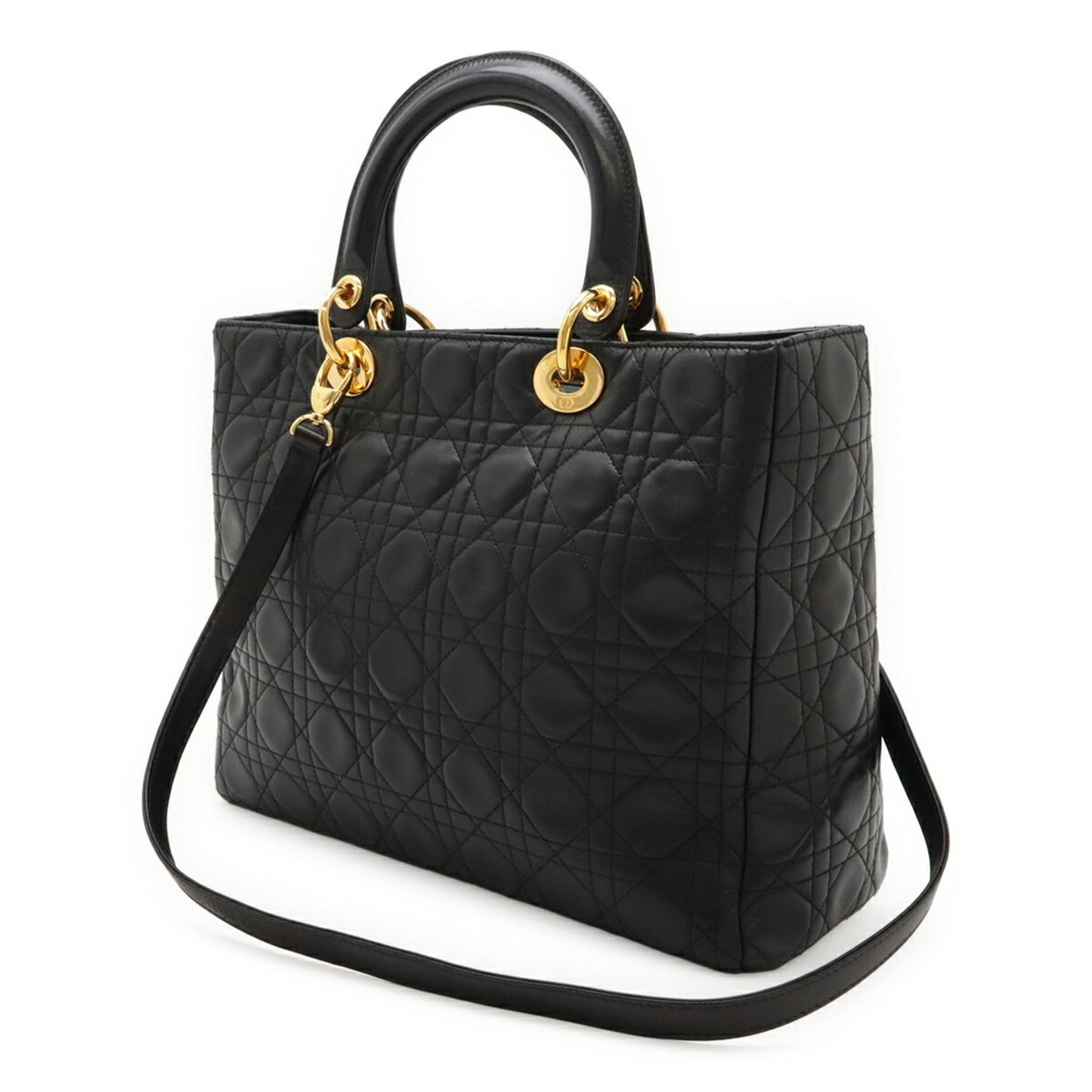 Christian Dior Black Leather Handbag Tote Bag ()