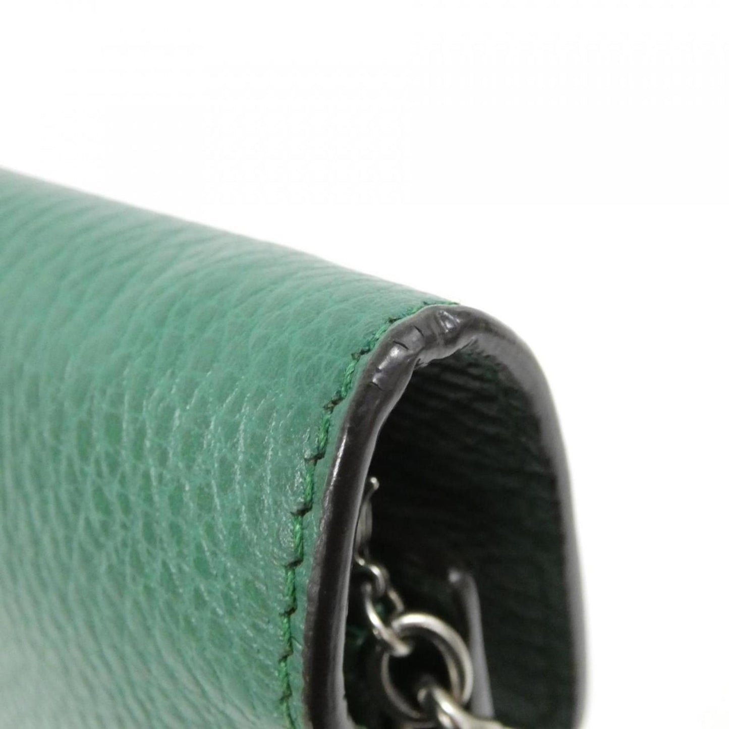 Gucci Emerald Green Leather Chain/Shoulder Wallet ( )