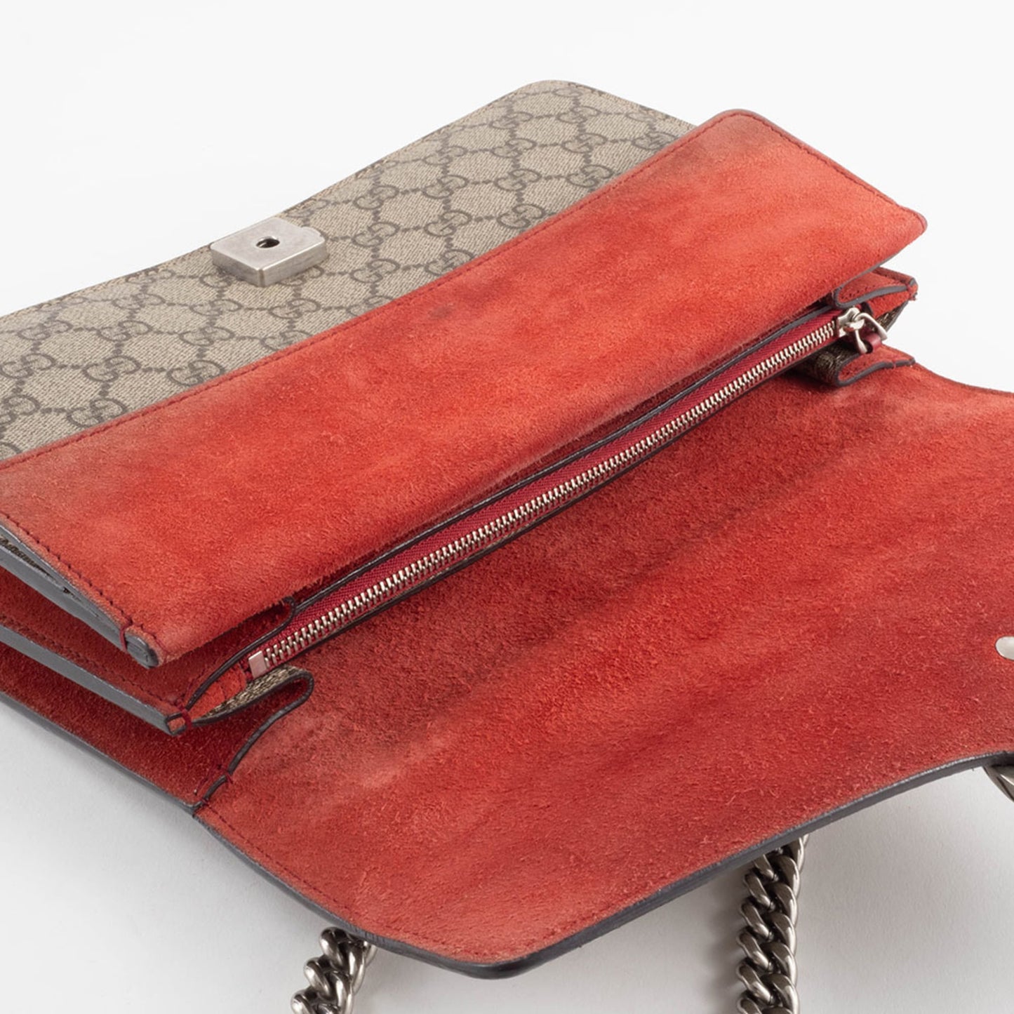 Gucci Beige Red Color Gg Supreme Leather Shoulder Bag ( )