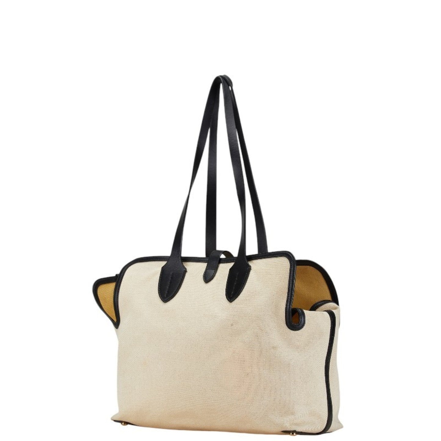 Burberry Beige Canvas Leather Pouch Tote Bag ( )