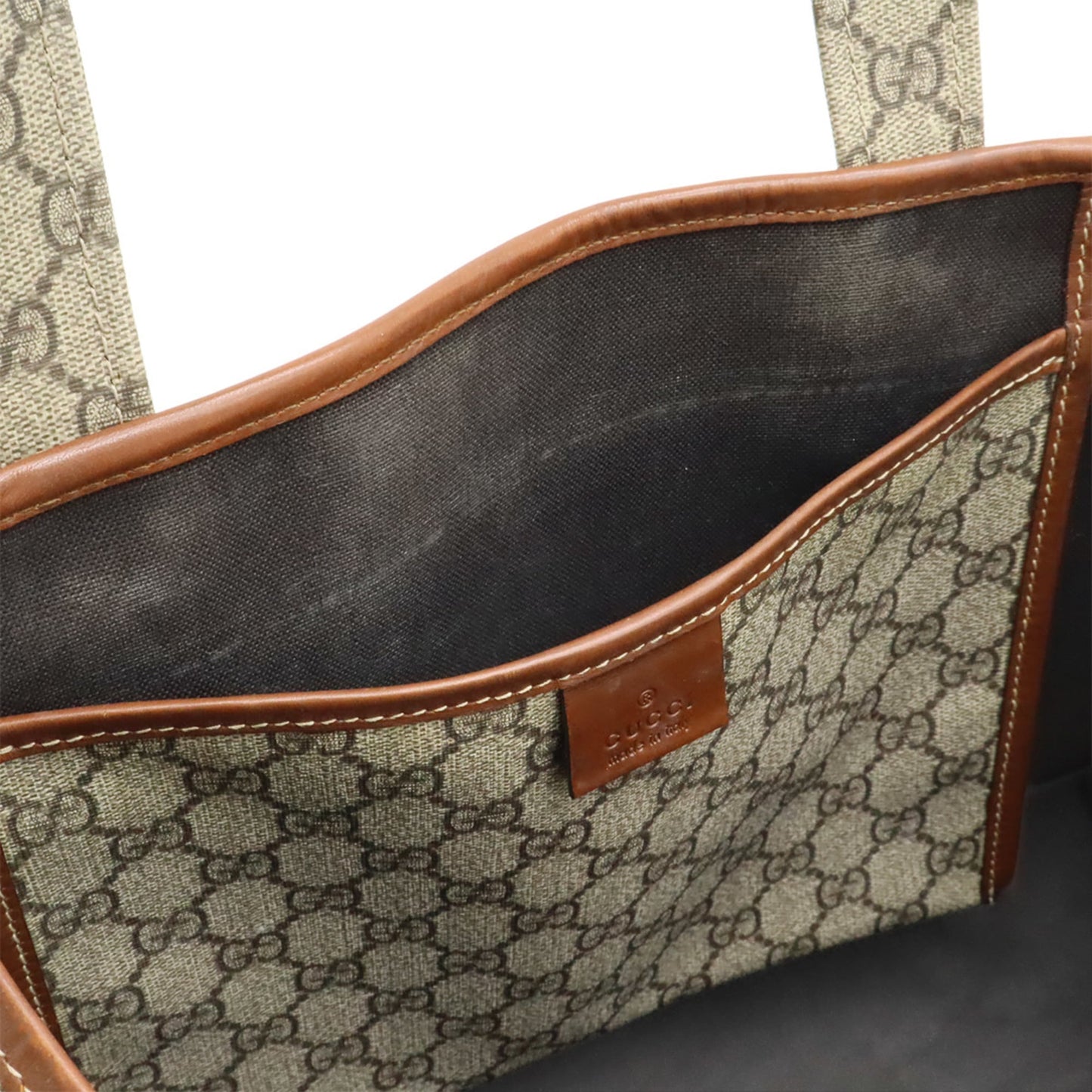 Gucci Beige Brown Gg Supreme Shoulder Bag Tote Bag ( )