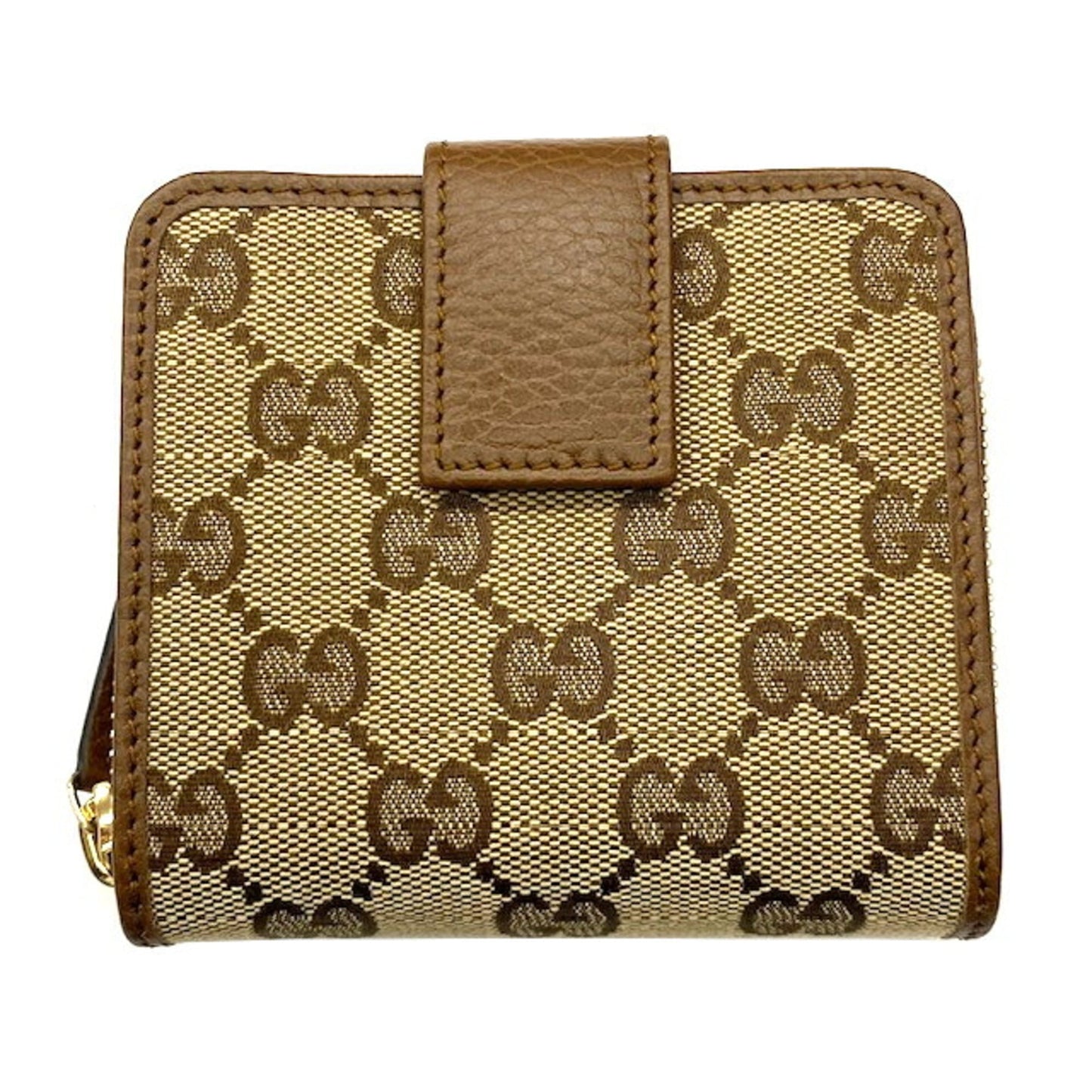 Gucci Beige Brown Gg Canvas Leather Wallet (Bi-Fold) ( )