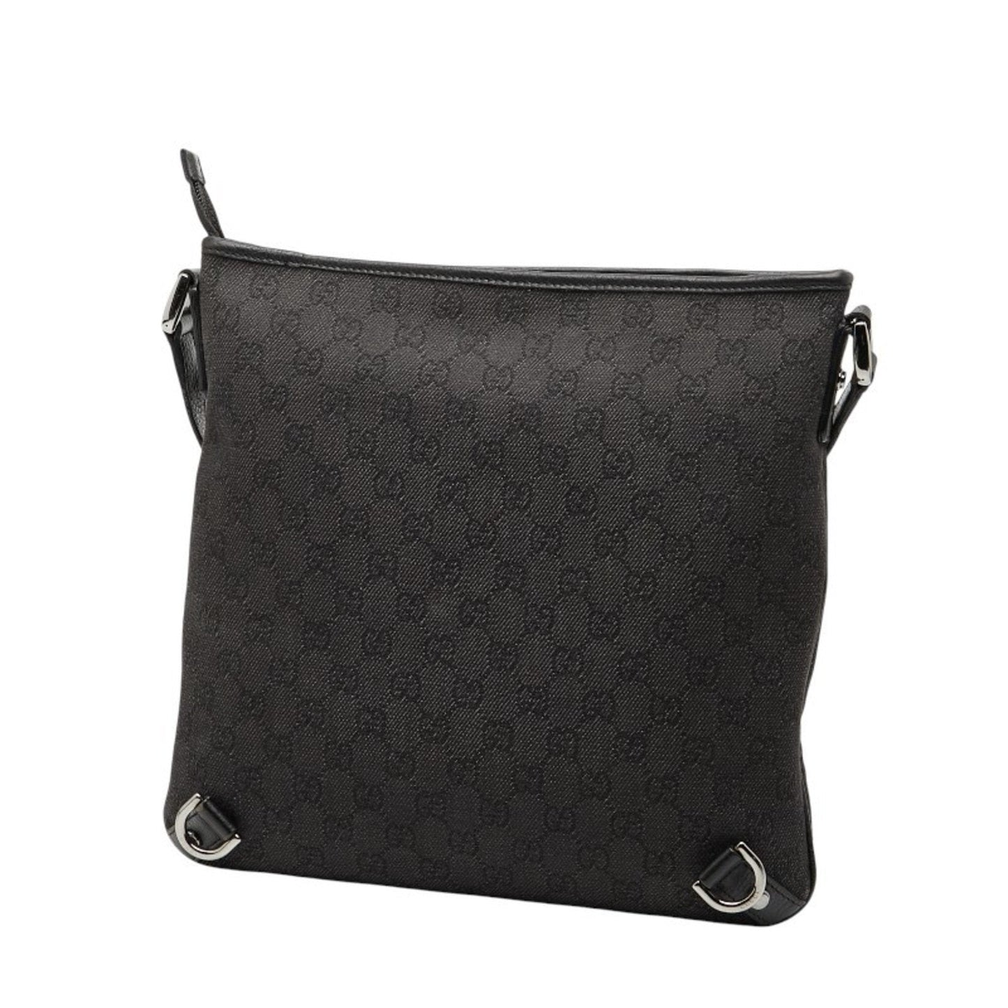 Gucci Black Canvas Leather Shoulder Bag ( )