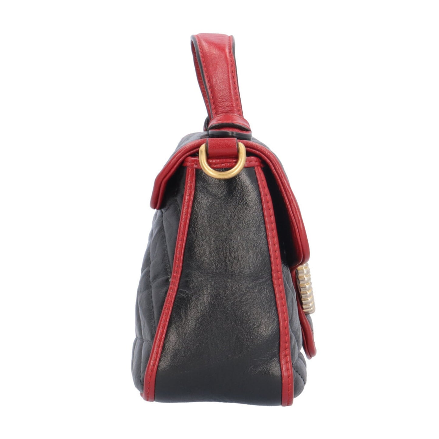 Gucci Gg Marmont Black Red Color Leather Shoulder Bag ( )