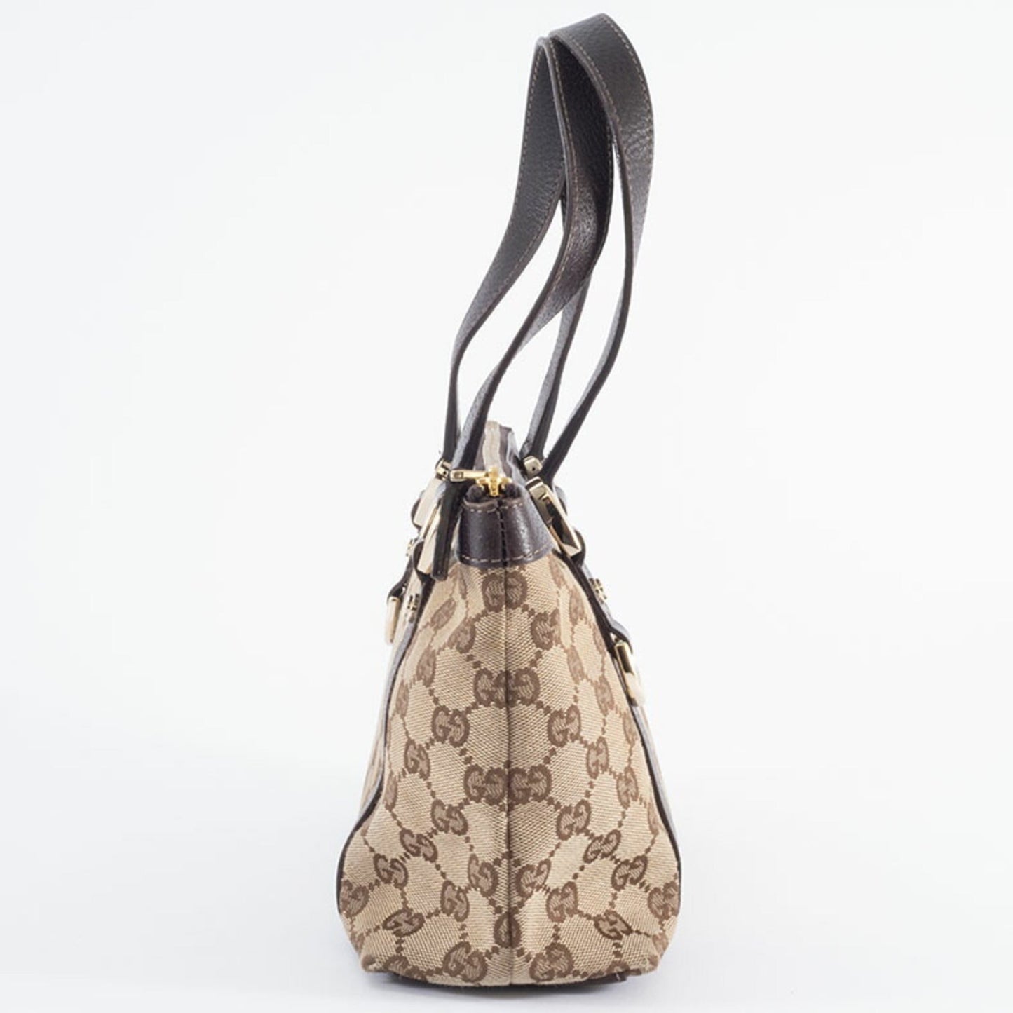 Gucci Gg Canvas Beige Brown Gg Canvas Leather Tote Bag ( )