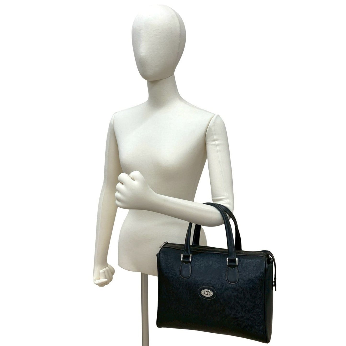 Gucci Black Leather Boston Bag Handbag ( )