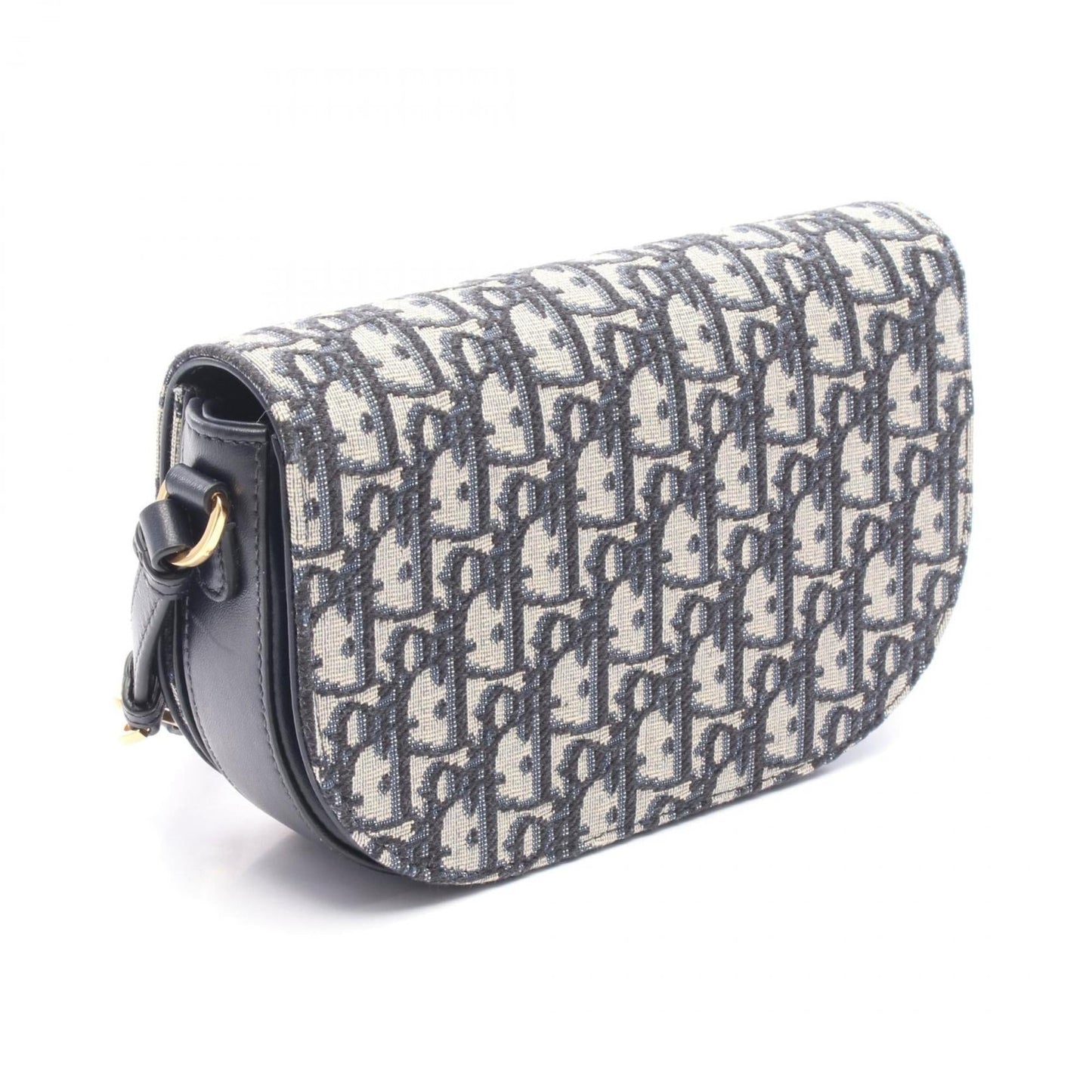 Christian Dior Beige Navy Canvas Leather Shoulder Bag ()