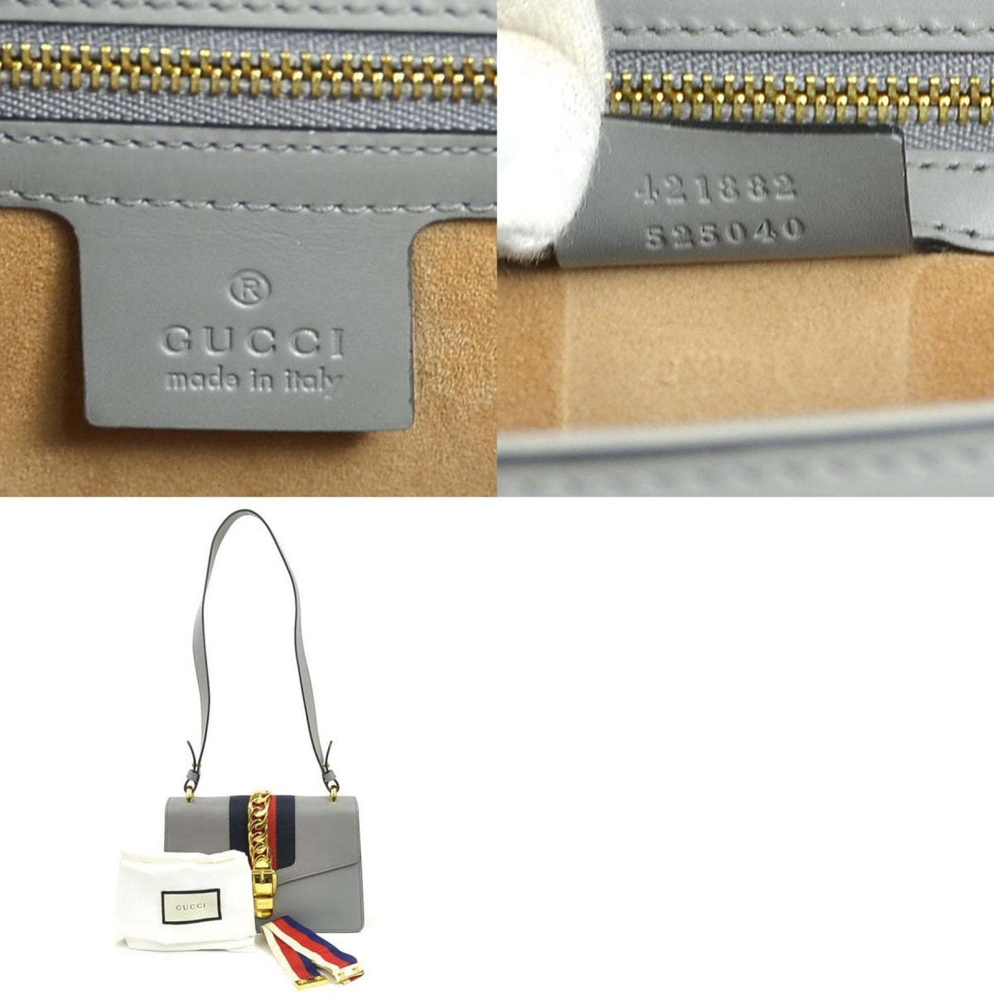 Gucci Gray Leather Shoulder Bag ( )