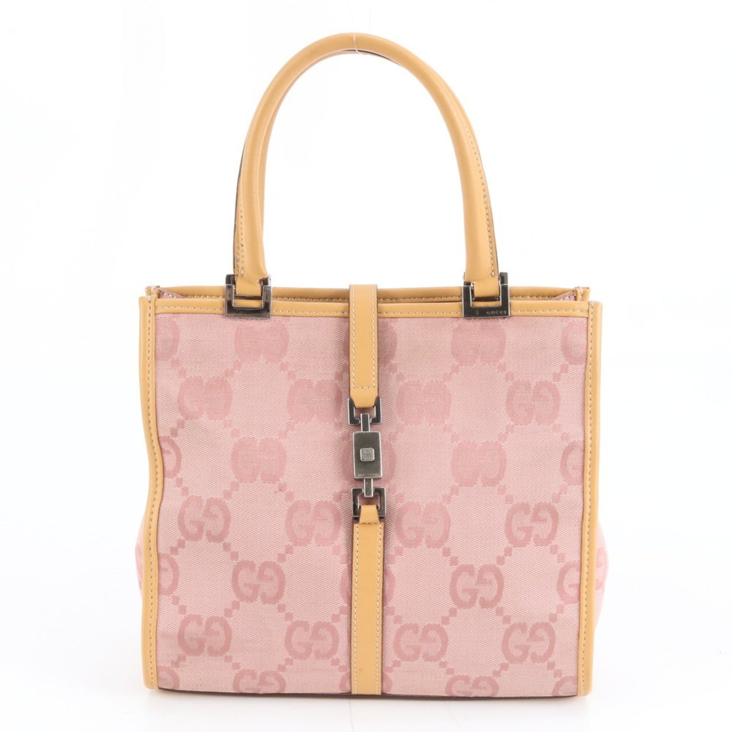 Gucci Pink Leather Canvas Handbag ( )
