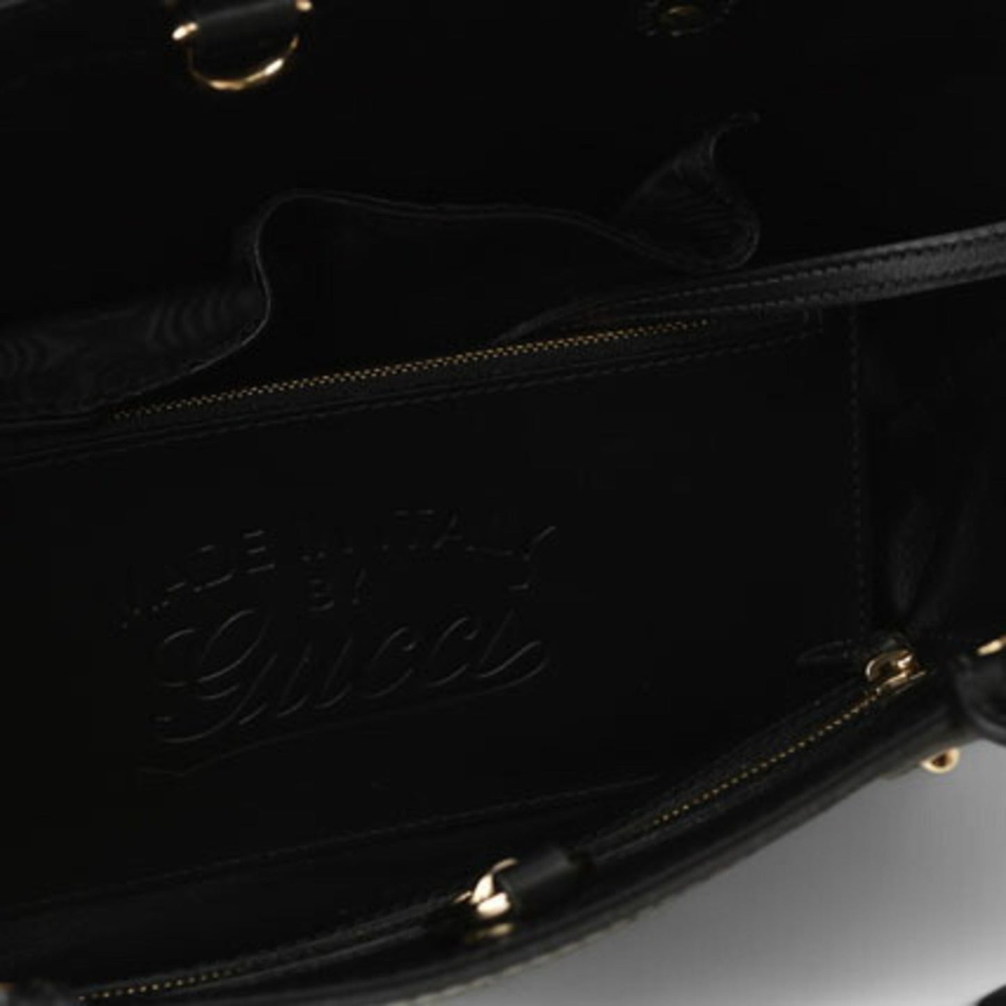 Gucci Beige Black Leather Handbag Tote Bag ( )