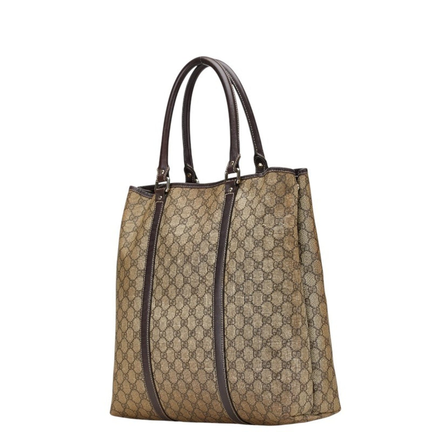 Gucci Beige Brown Pvc Leather Shoulder Bag Tote Bag ( )