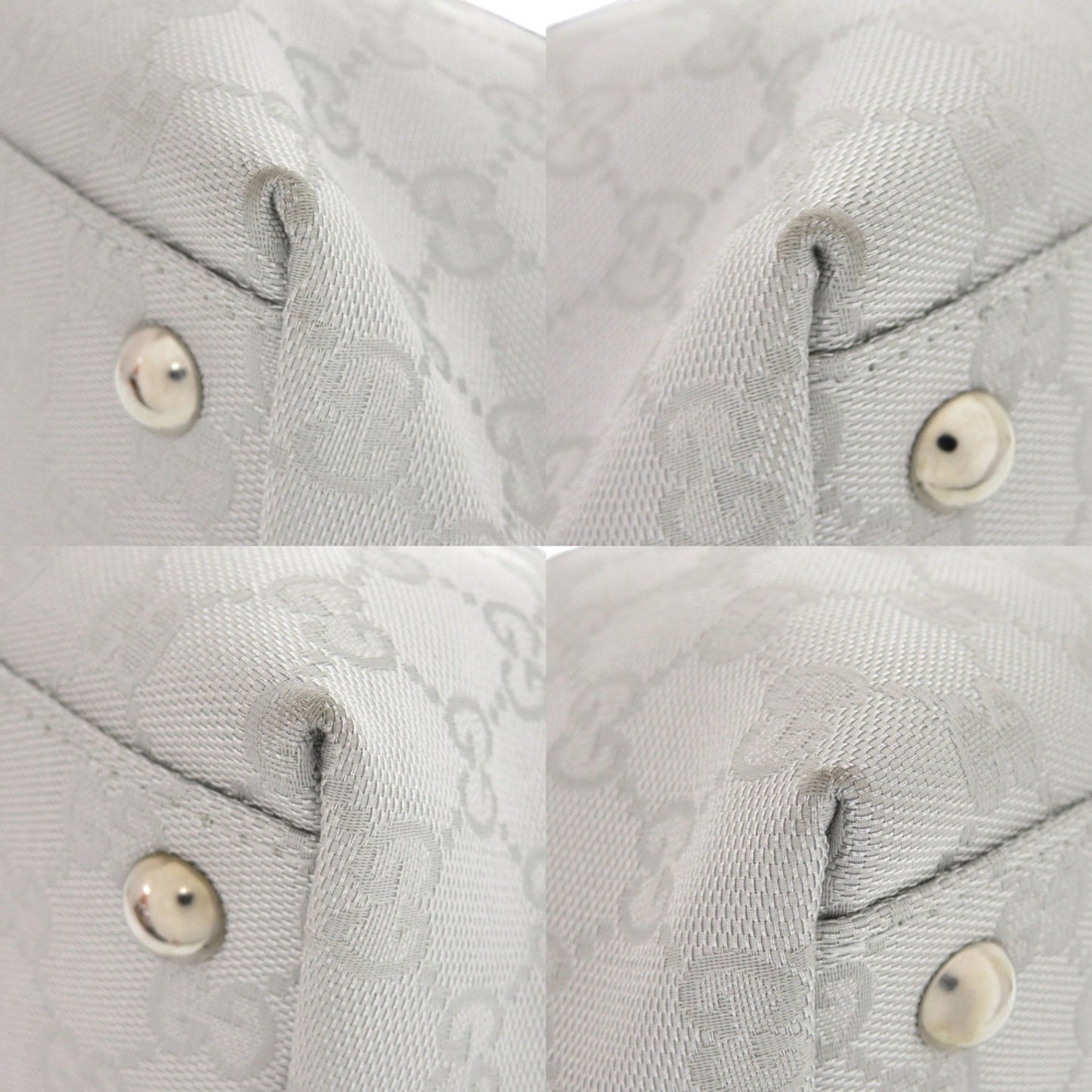 Gucci Gg Canvas Silver Gg Canvas Leather Handbag ( )