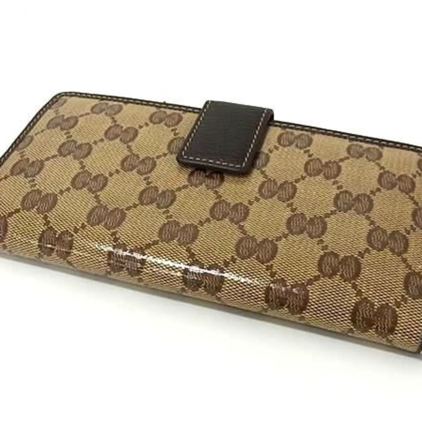 Gucci Gg Crystal Beige Brown Gg Crystal Long Wallet (Bi-Fold) ( )