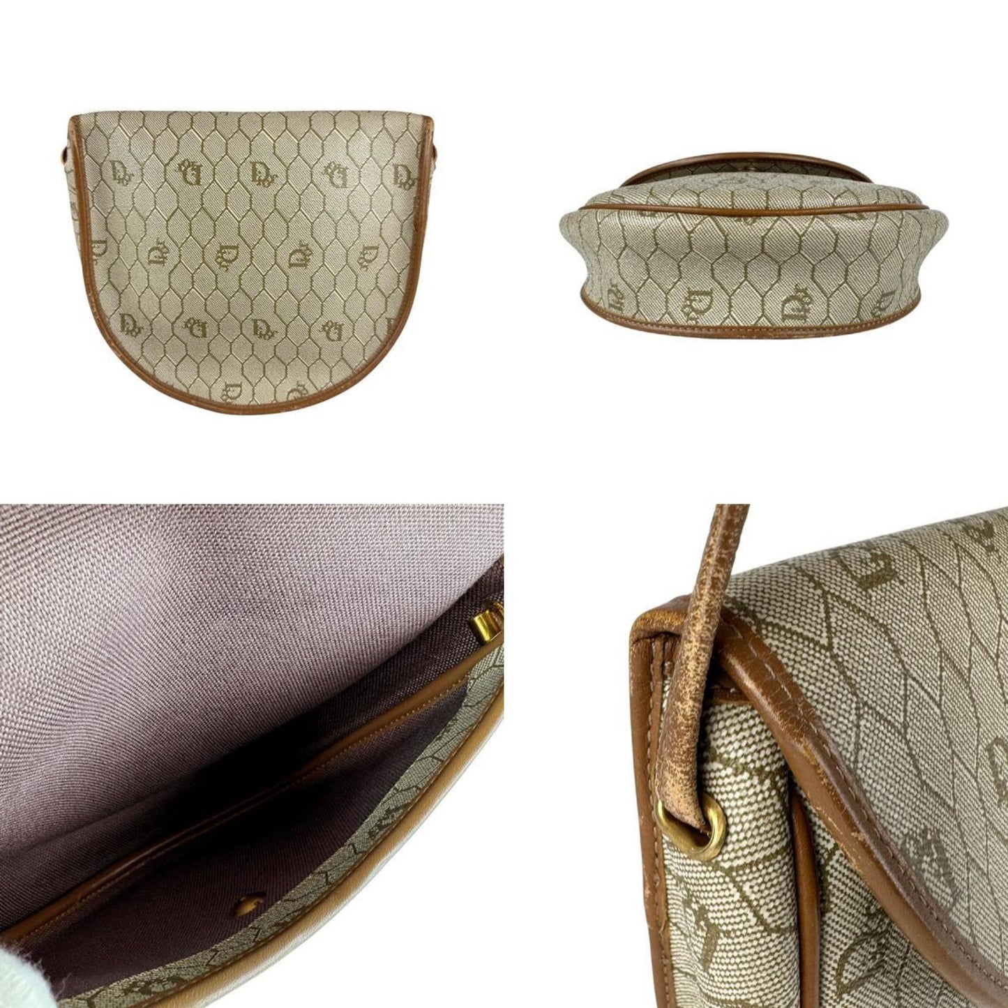 Christian Dior Beige Brown Pvc Leather Shoulder Bag ()