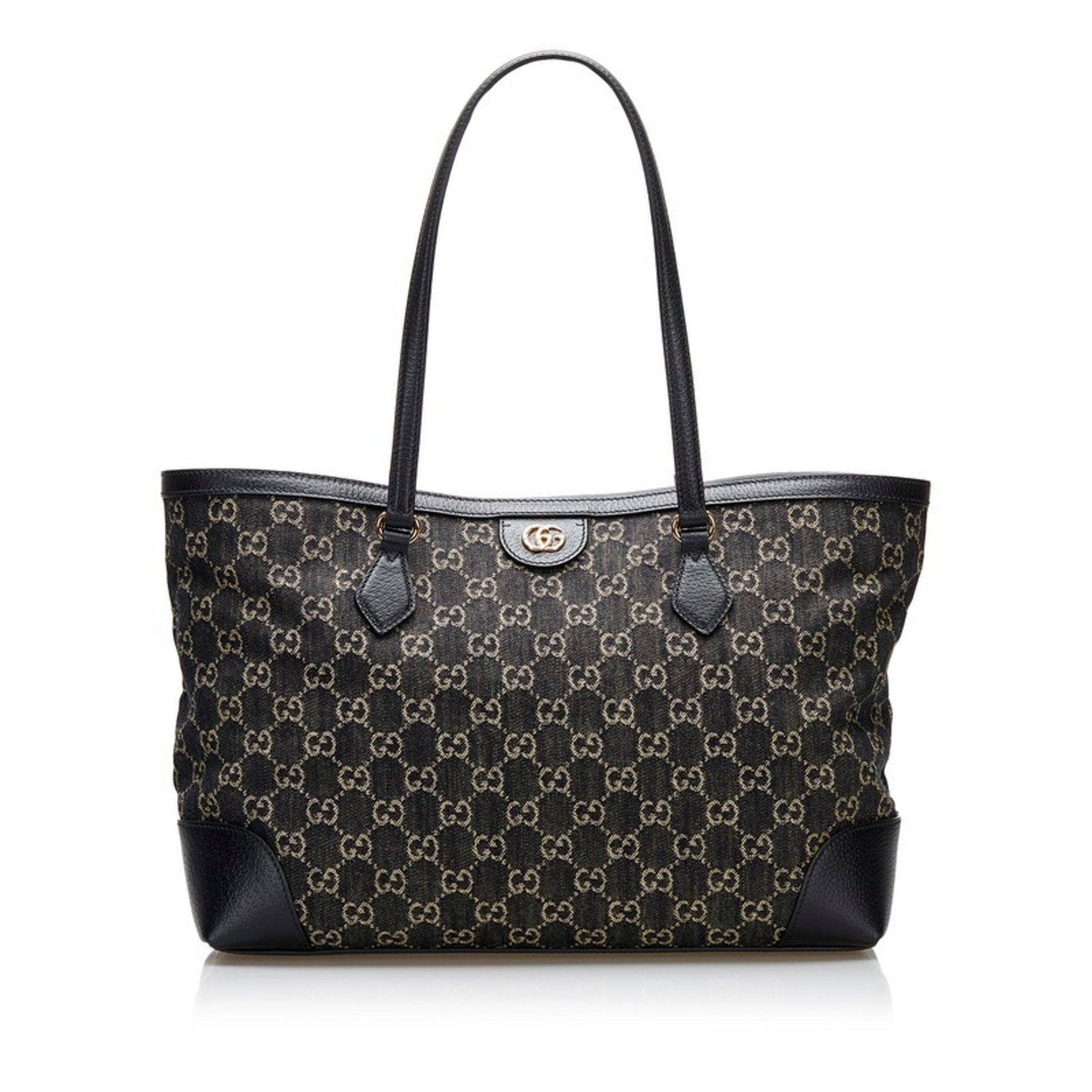Gucci Black Leather Canvas Tote Style 33