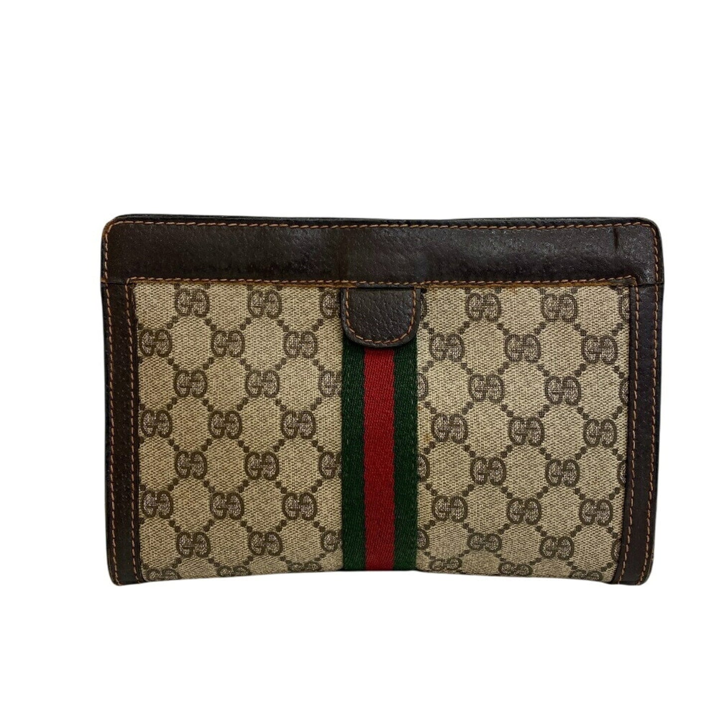 Gucci Brown Pvc Coated Canvas Clutch Bag ( )