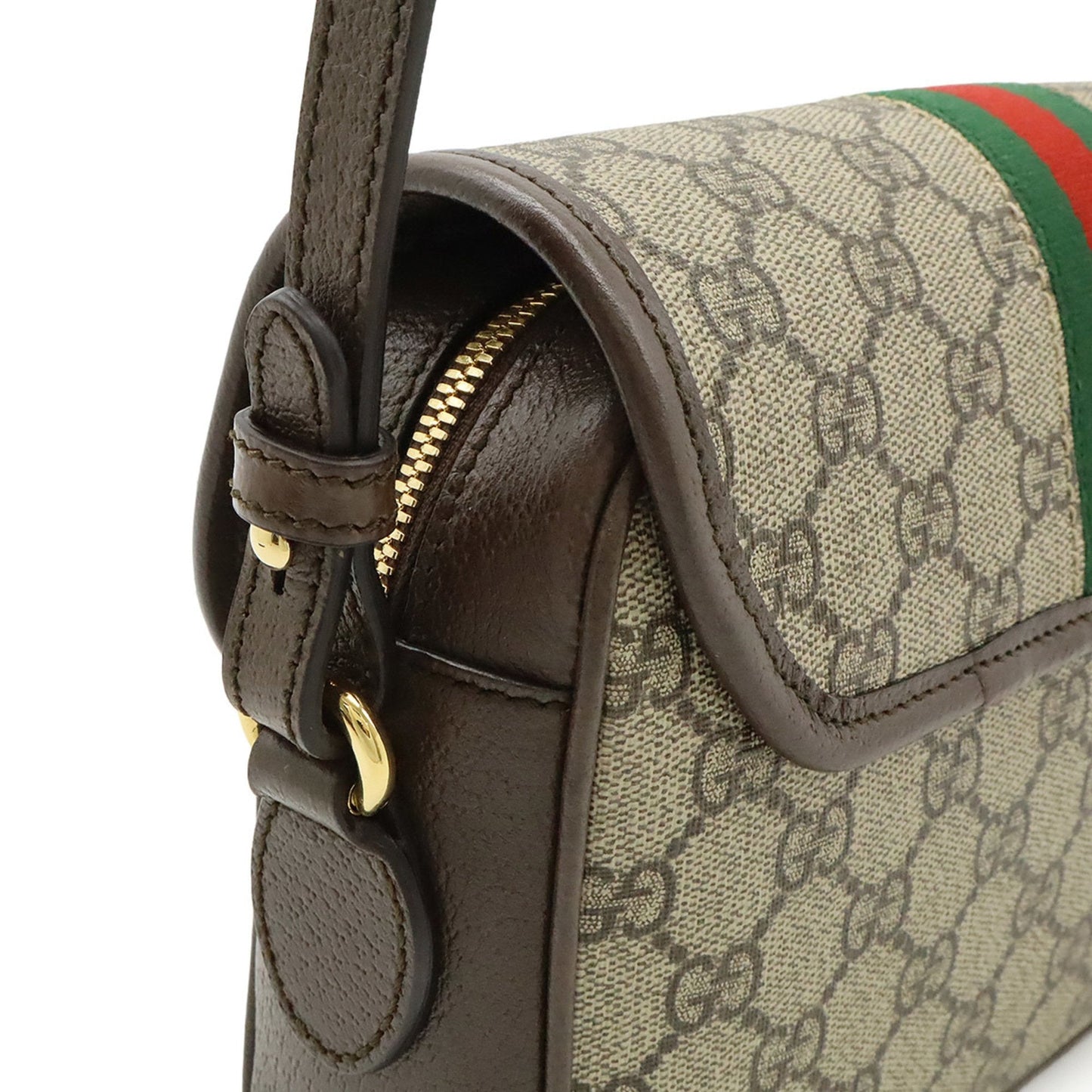Gucci Beige Brown Green Red Color Gg Supreme Leather Shoulder Bag ( )