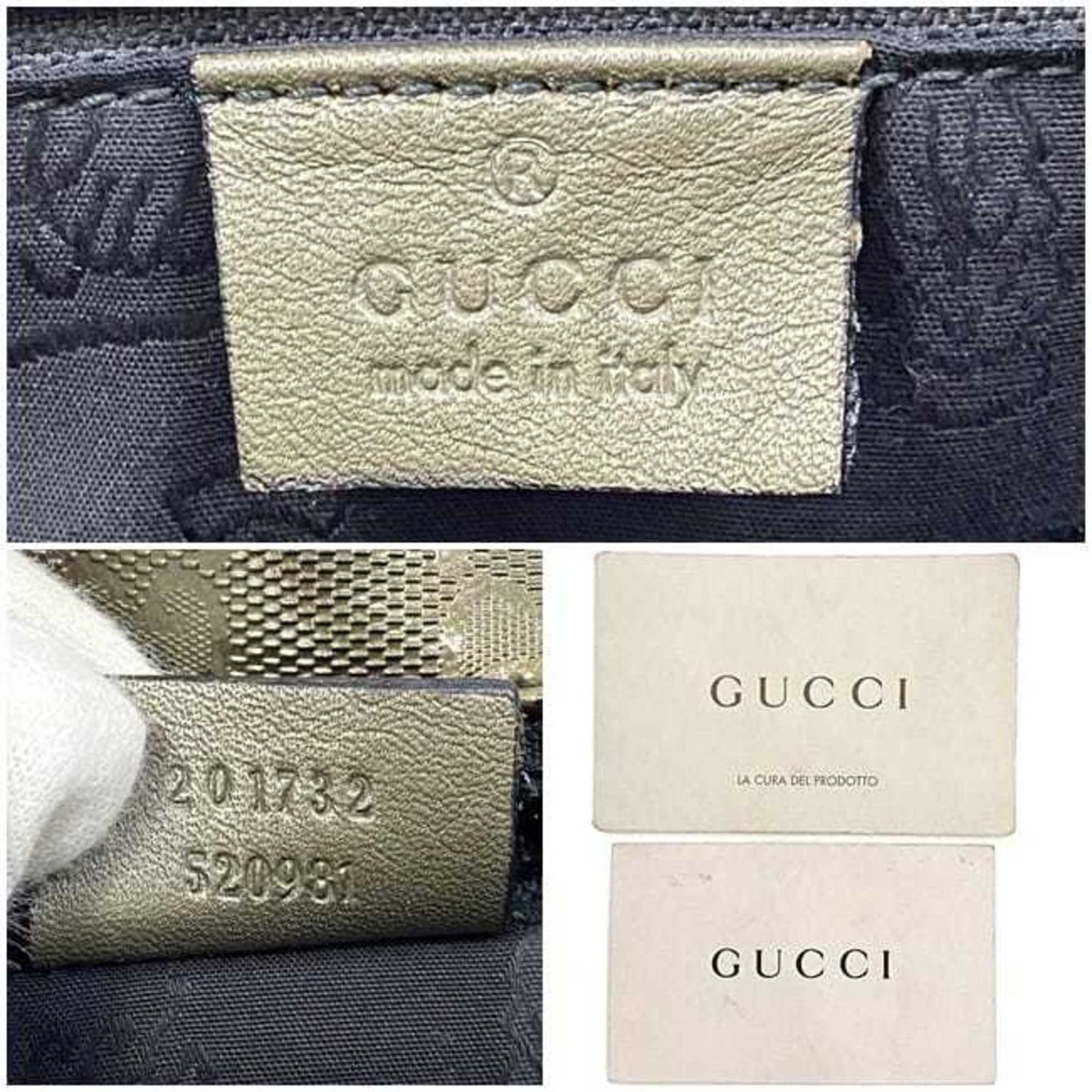 Gucci Green Khaki Coated Canvas Shoulder Bag ( )