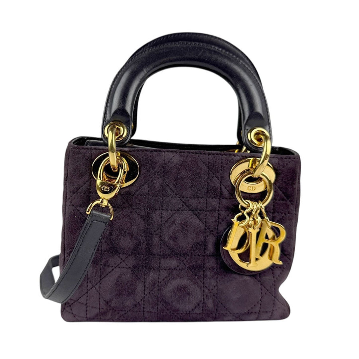 Christian Dior Black Purple Suede Leather Handbag Shoulder Bag ()