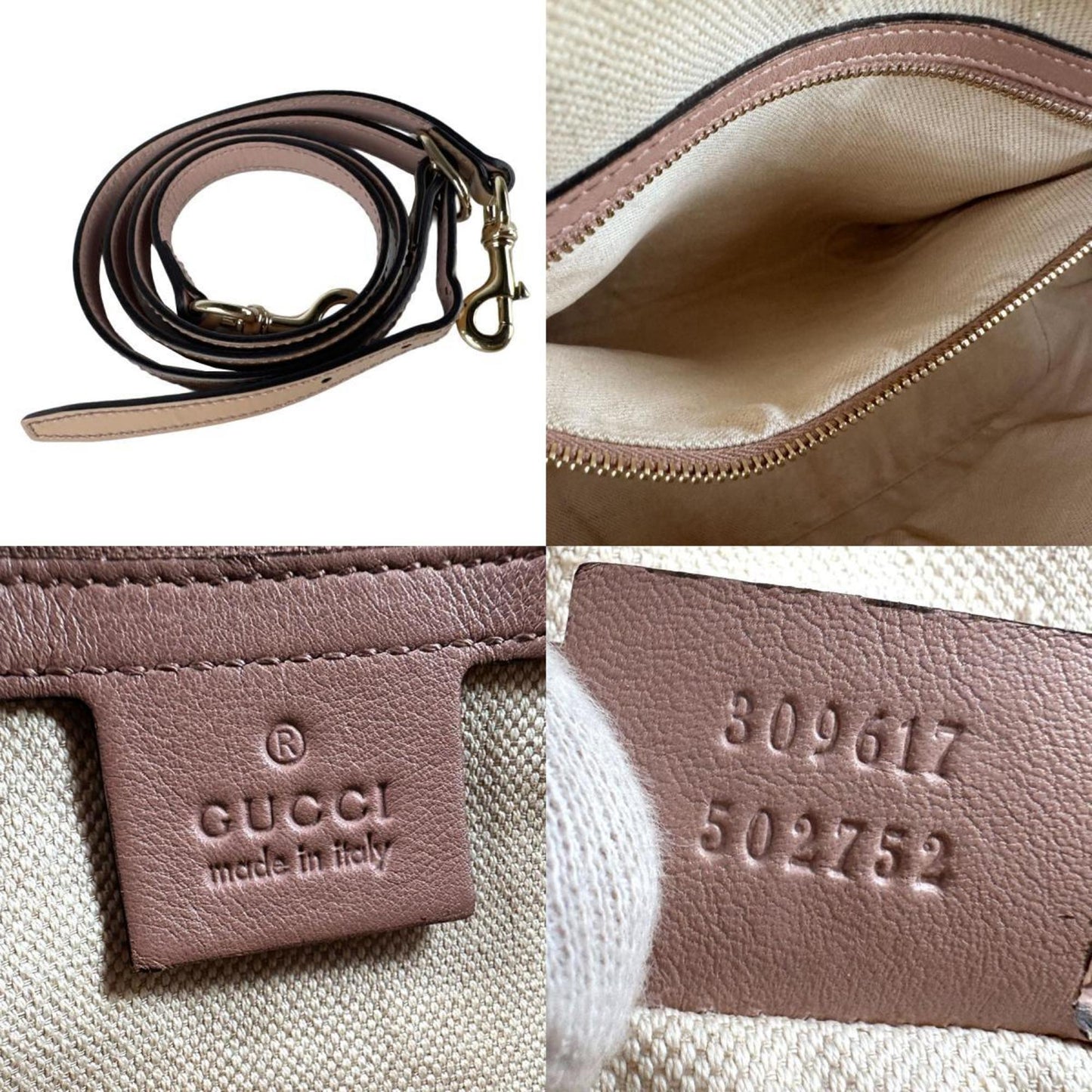 Gucci Pink Beige Patent Leather Handbag Shoulder Bag ( )