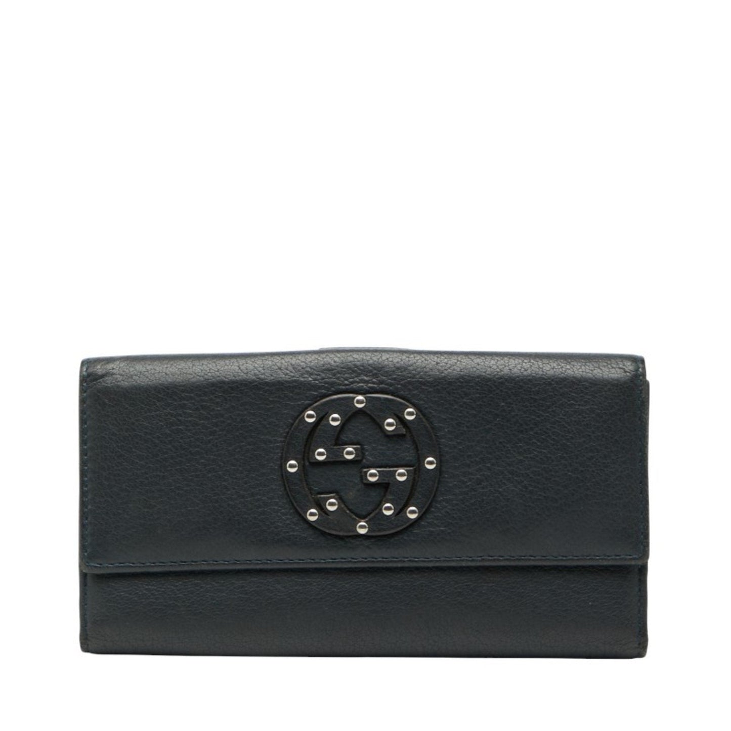 Gucci Navy Leather Long Wallet (Bi-Fold) ( )