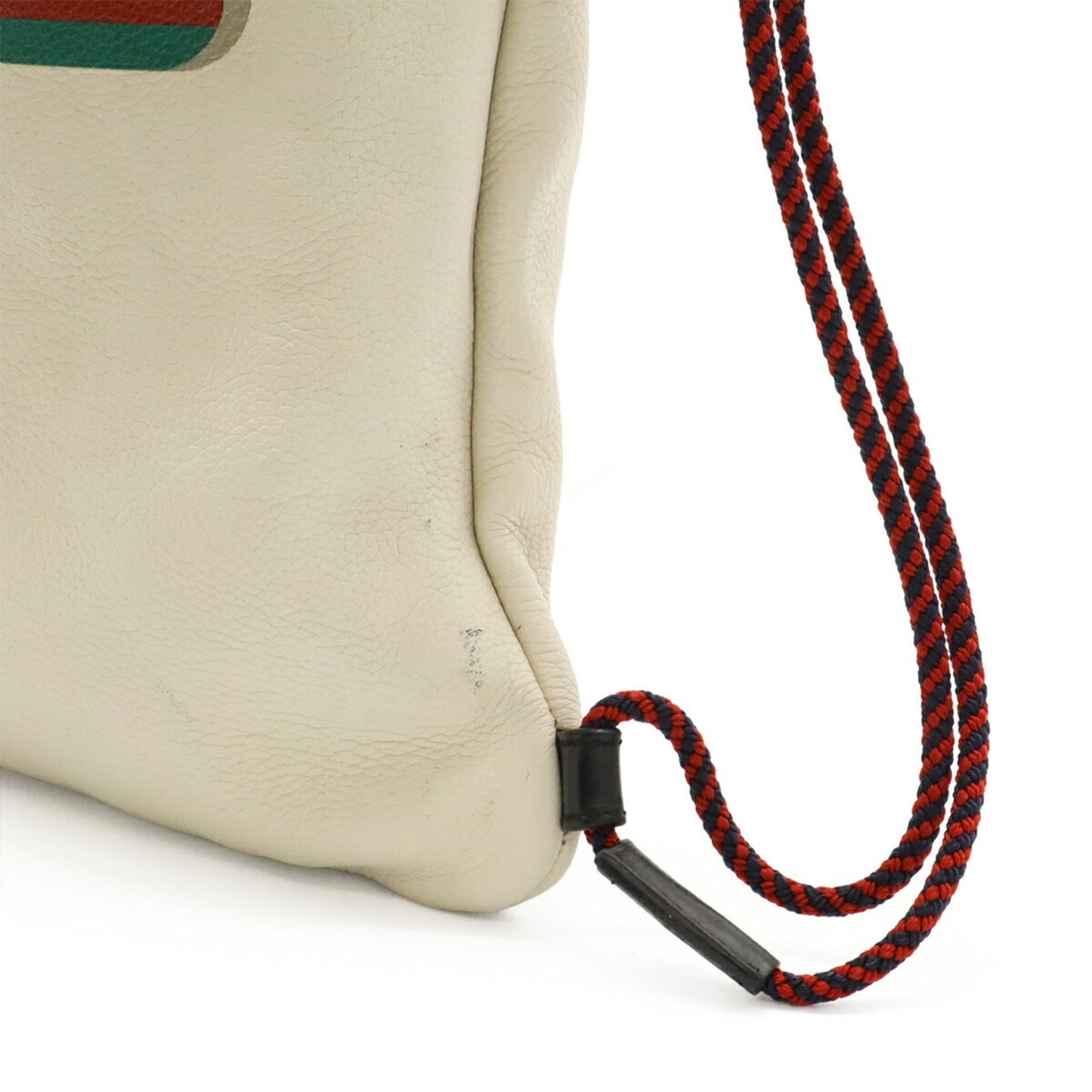 Gucci Green Ivory Red Color Leather Backpack Pouch Tote Bag ( )