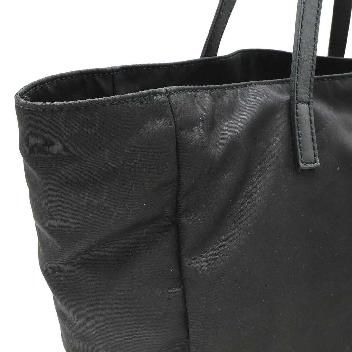 Gucci Black Nylon Leather Handbag Tote Bag ( )