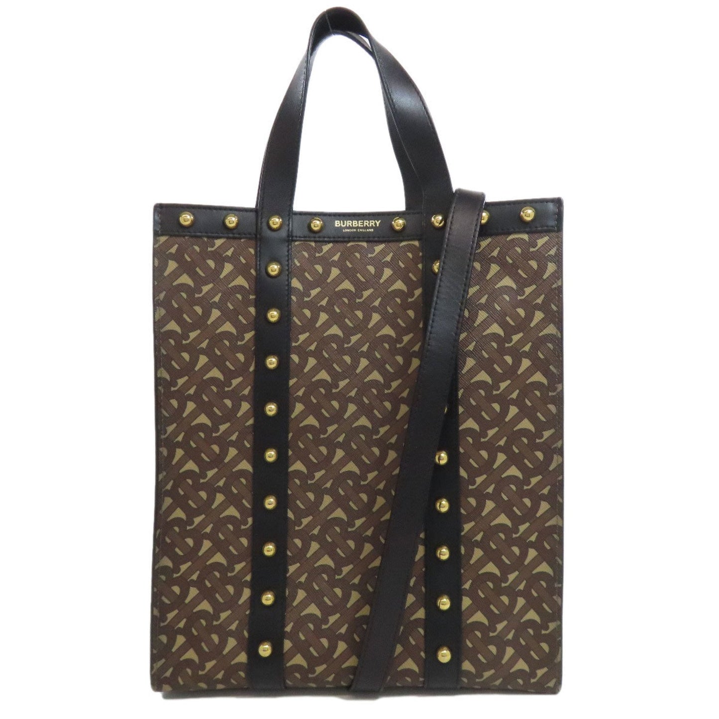 Burberry Black Brown Pvc Leather Tote Bag ( )