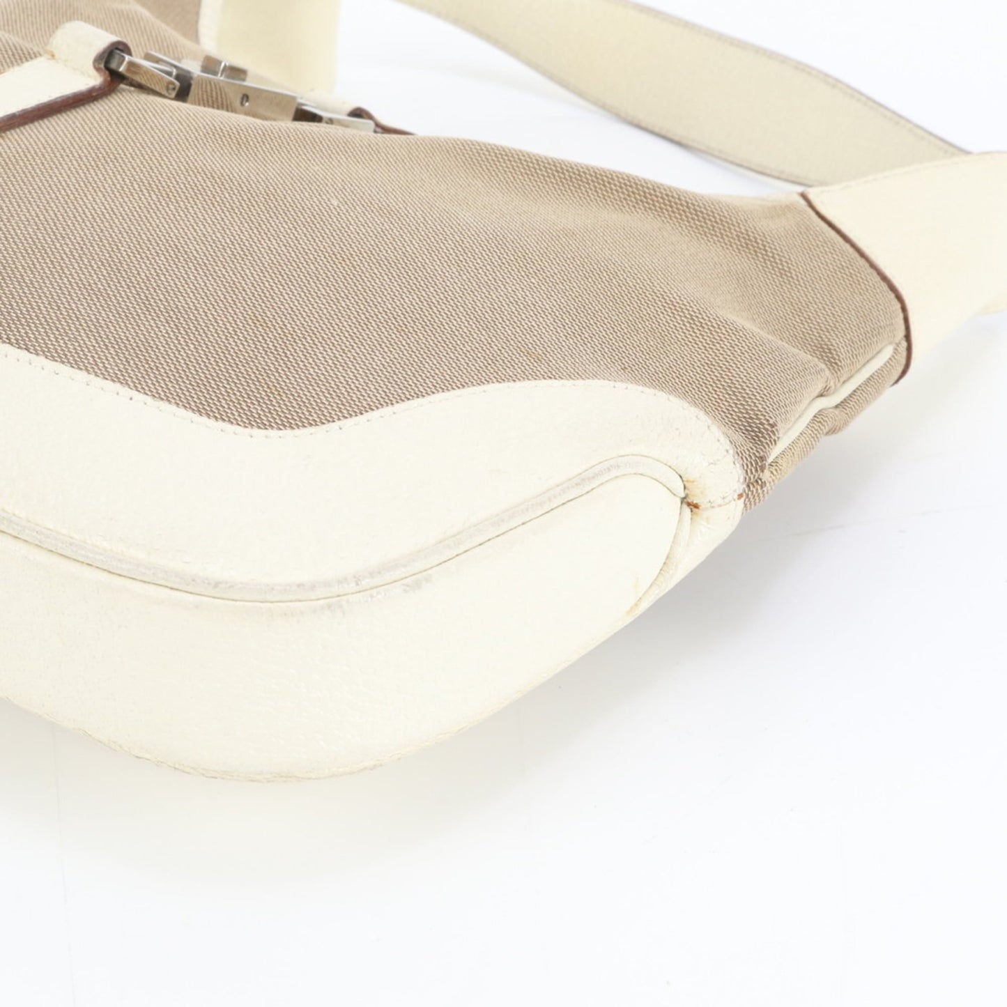 Gucci Beige Leather Canvas Shoulder Bag ( )
