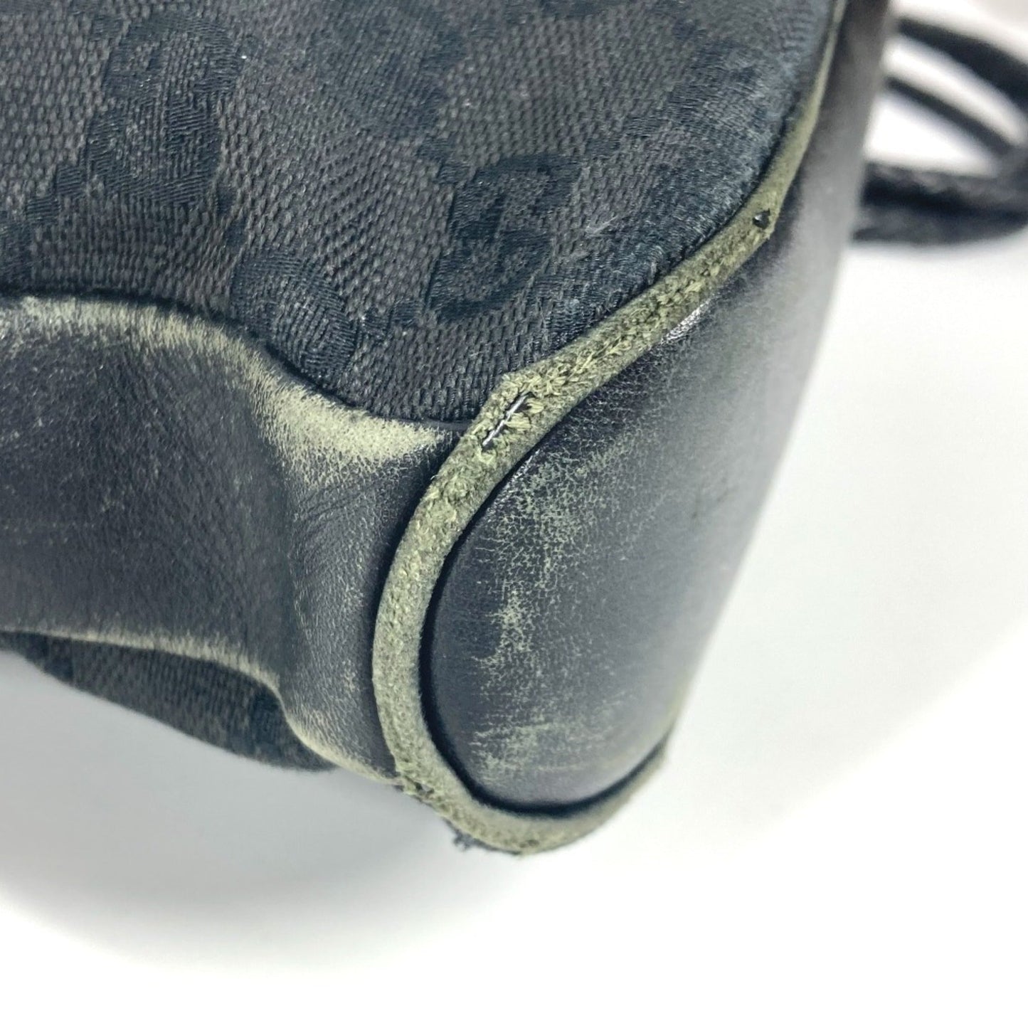Gucci Black Gg Canvas Leather Shoulder Bag ( )