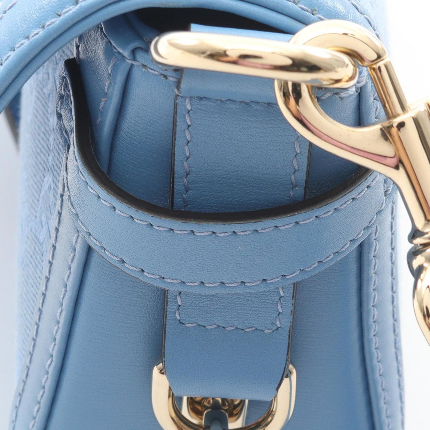 Gucci Blue Canvas Leather Shoulder Bag ( )