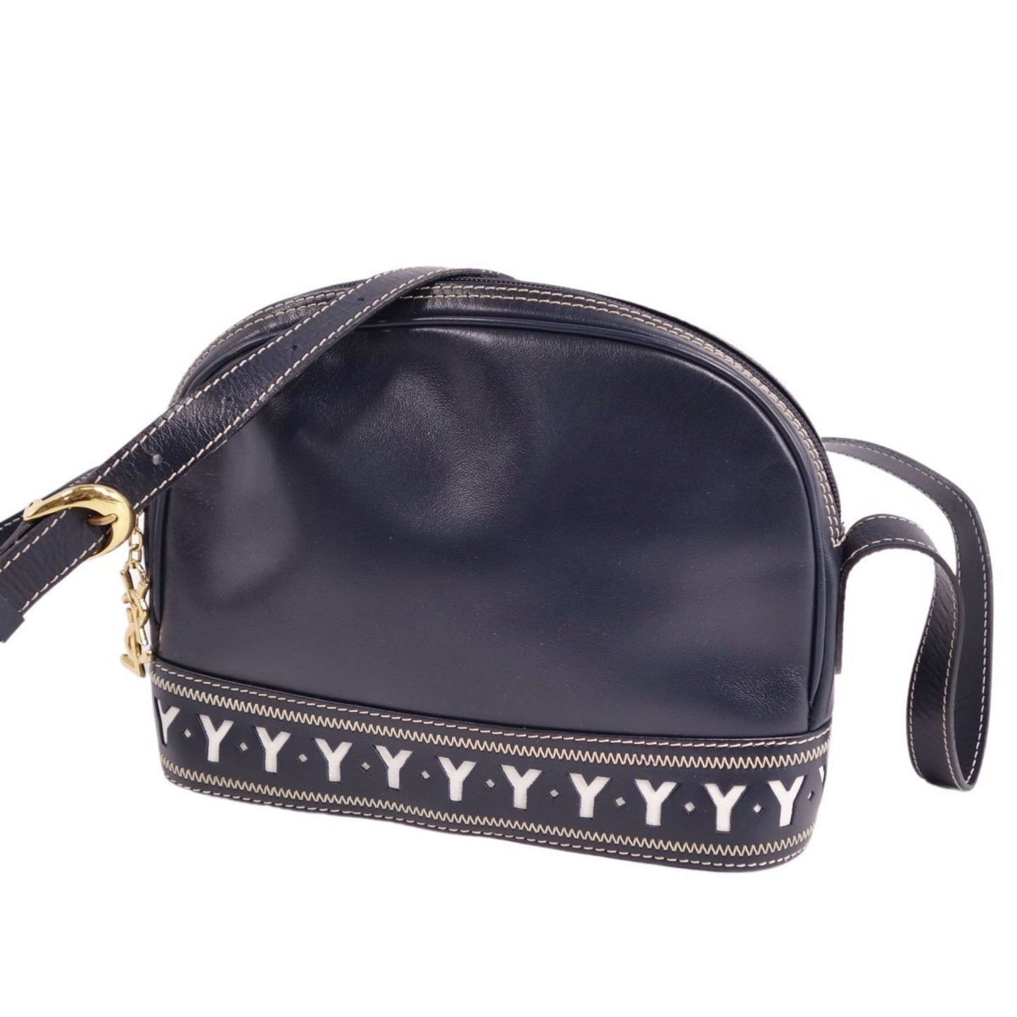 Yves Saint Laurent Charm Shoulder Bag in Navy Leather